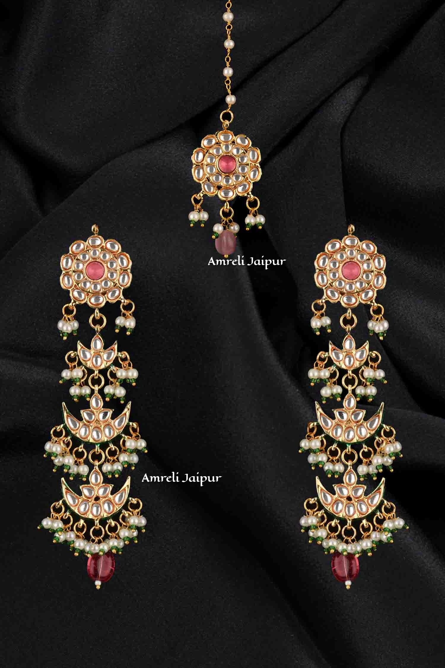 Nadia Kundan Earrings With Maangtika