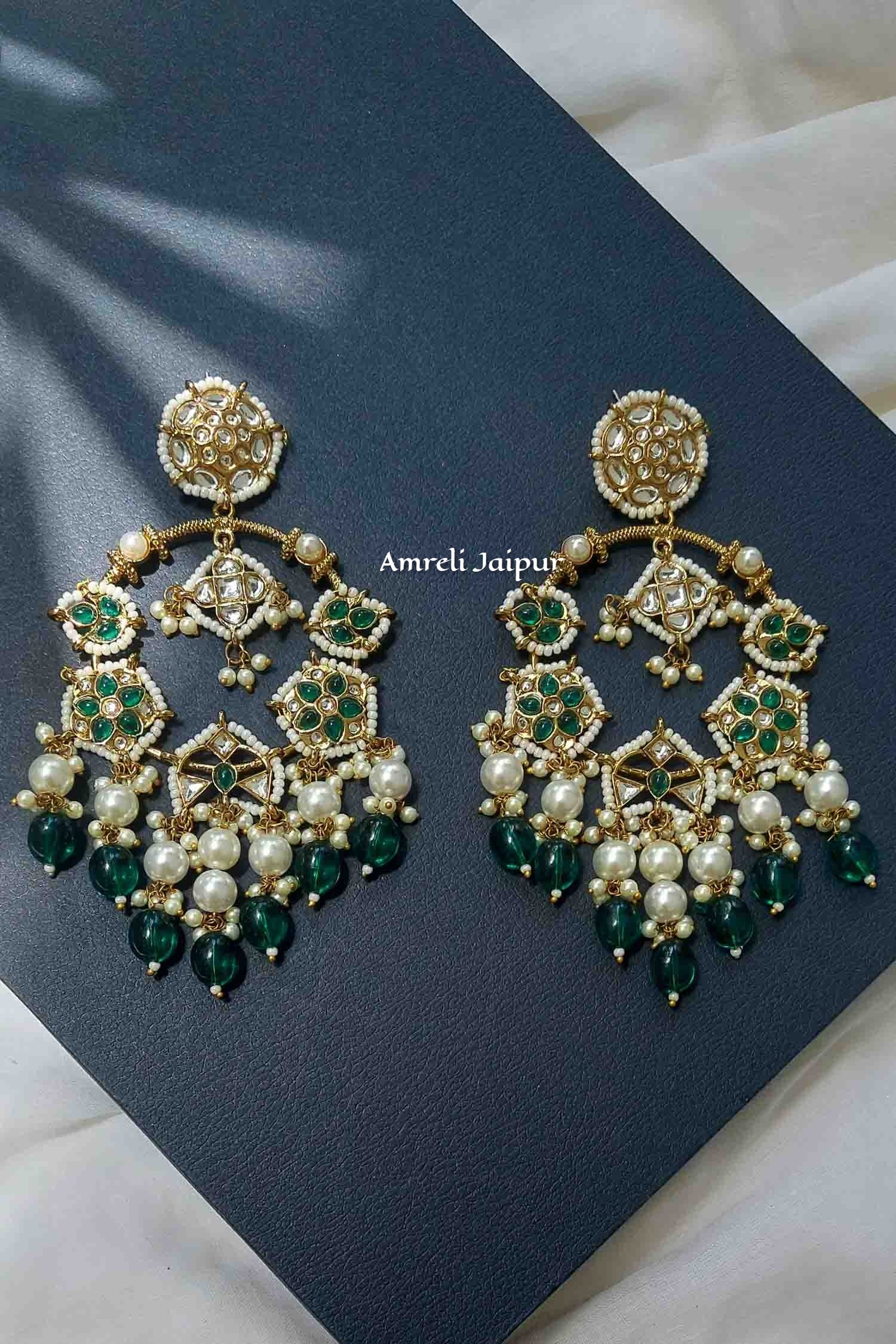 Pramila Kundan Chandbali Earrings