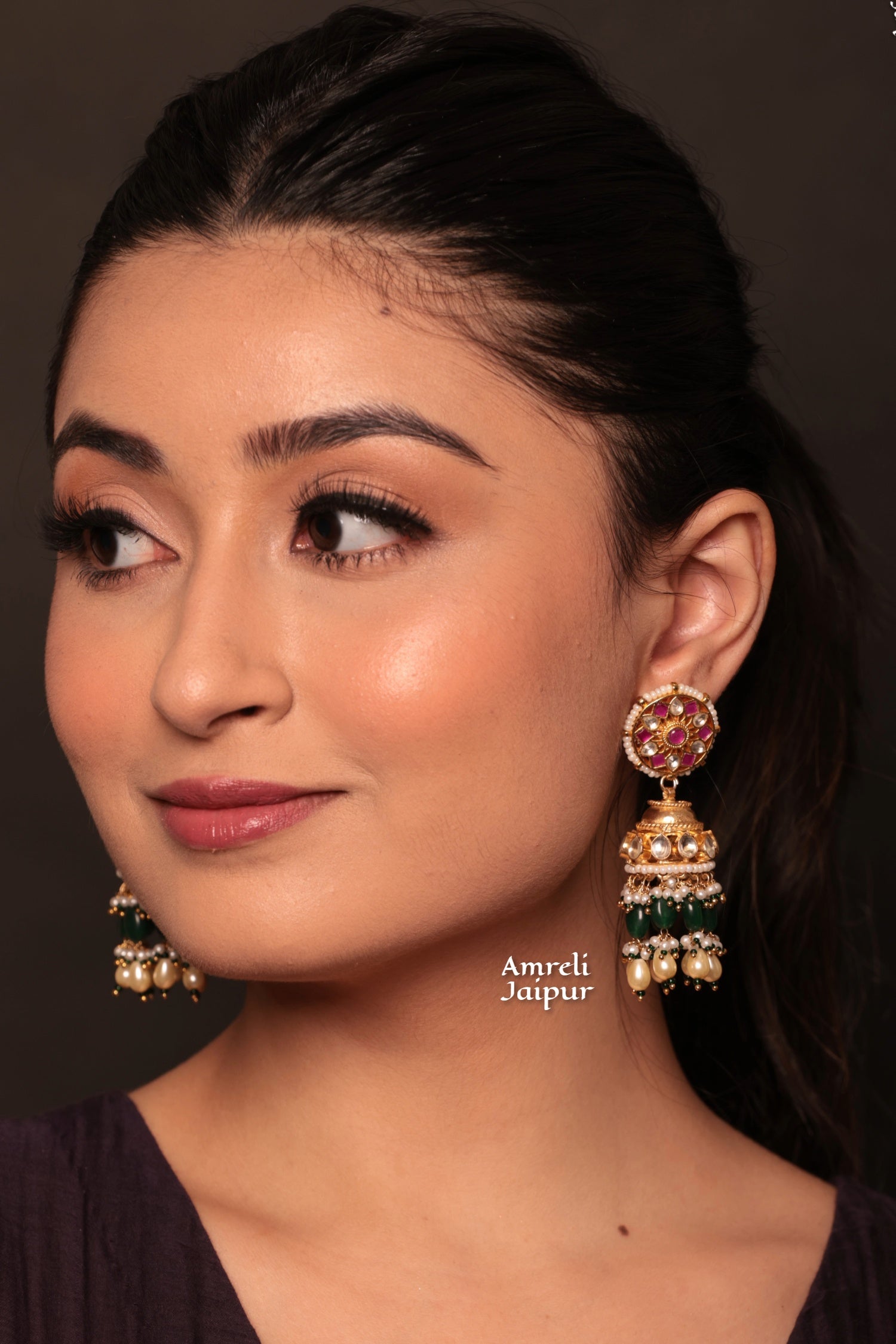 Devyn Pachi Kundan Jhumka Earrings