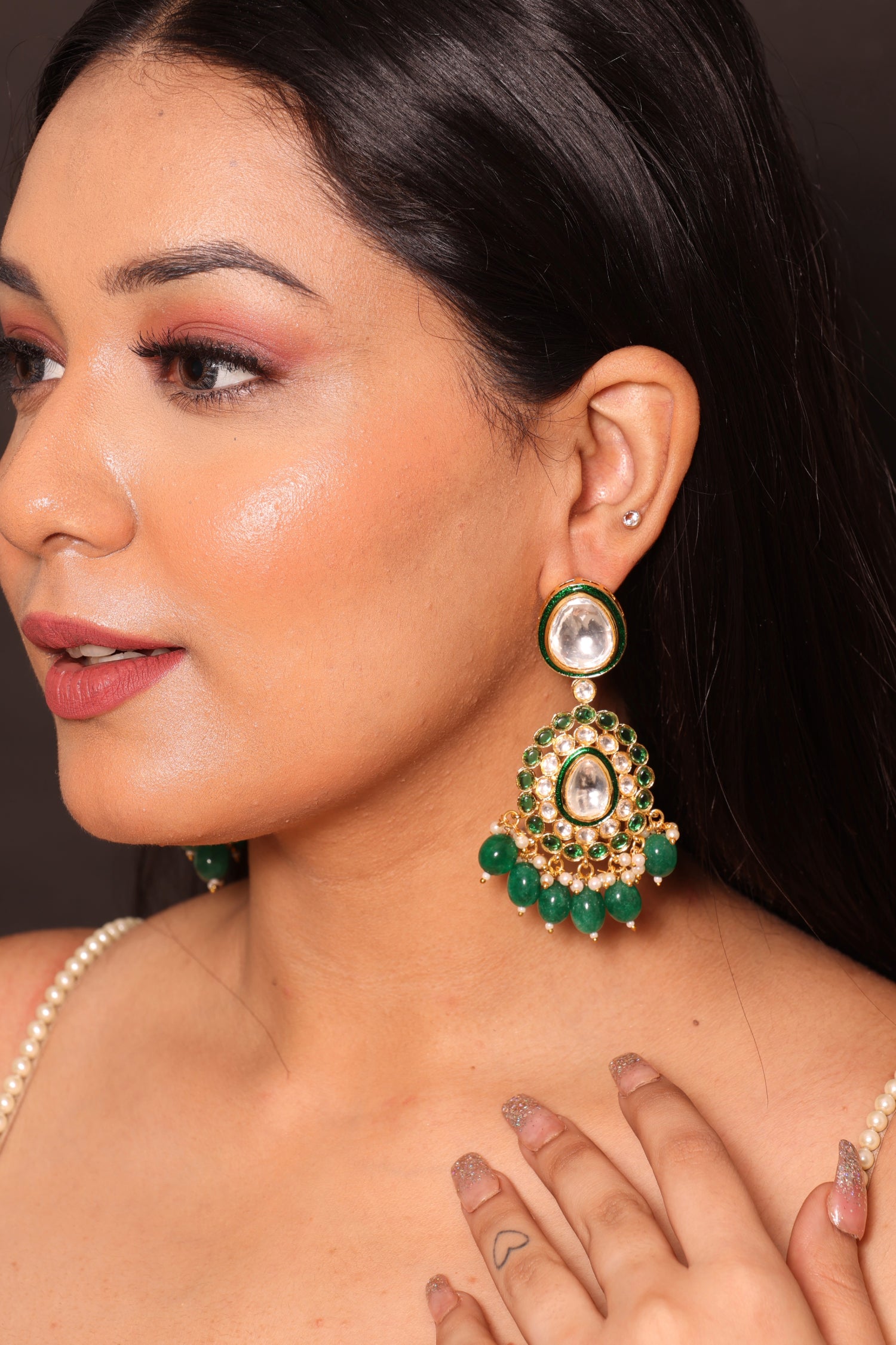 Jade Polki Kundan Earrings