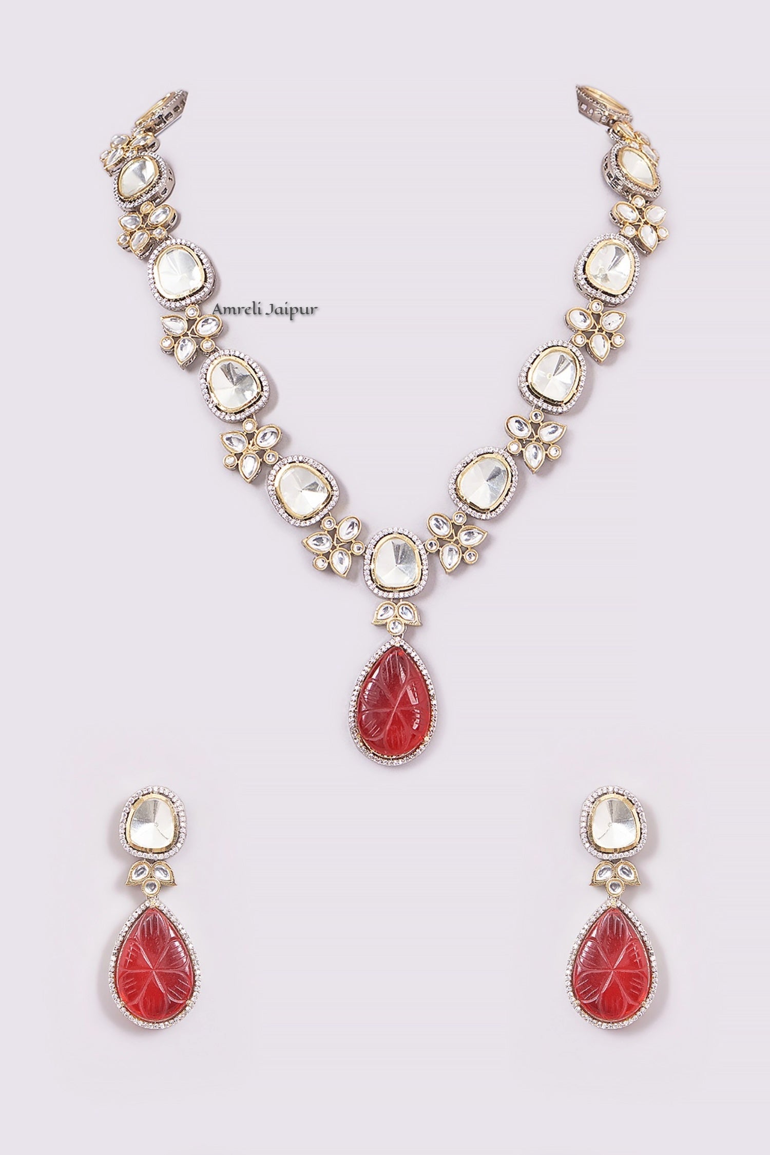 Camile Long Polki Necklace Set