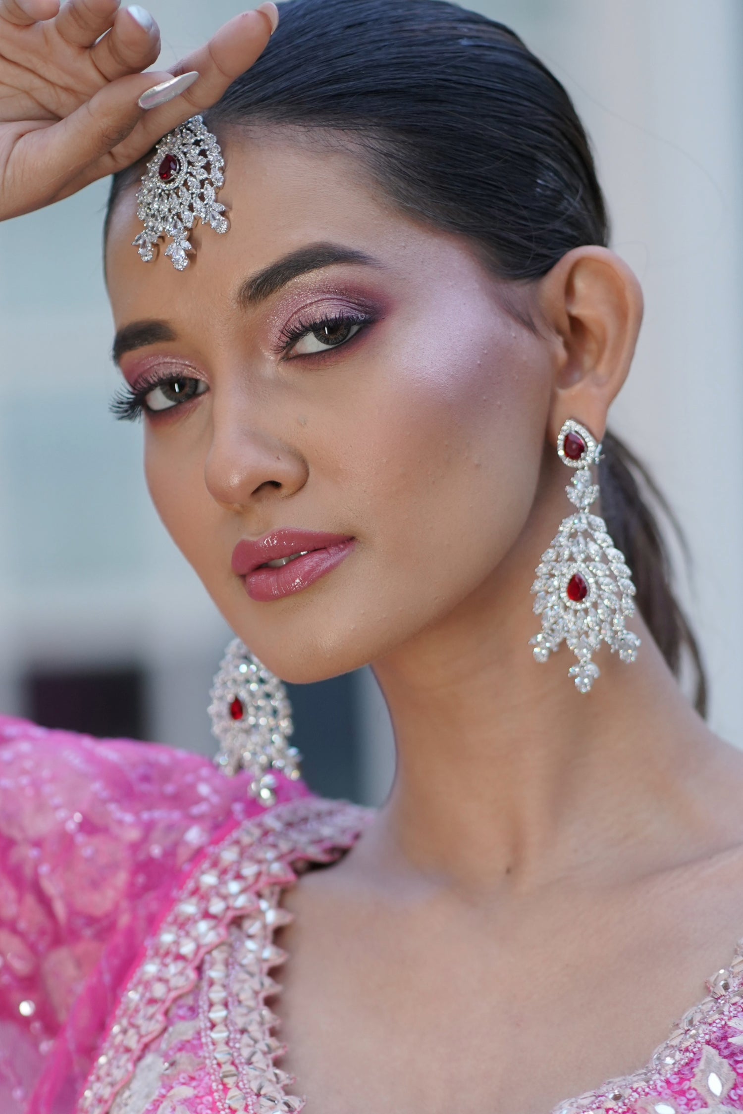 Zumar Diamond Earrings with Maangtika