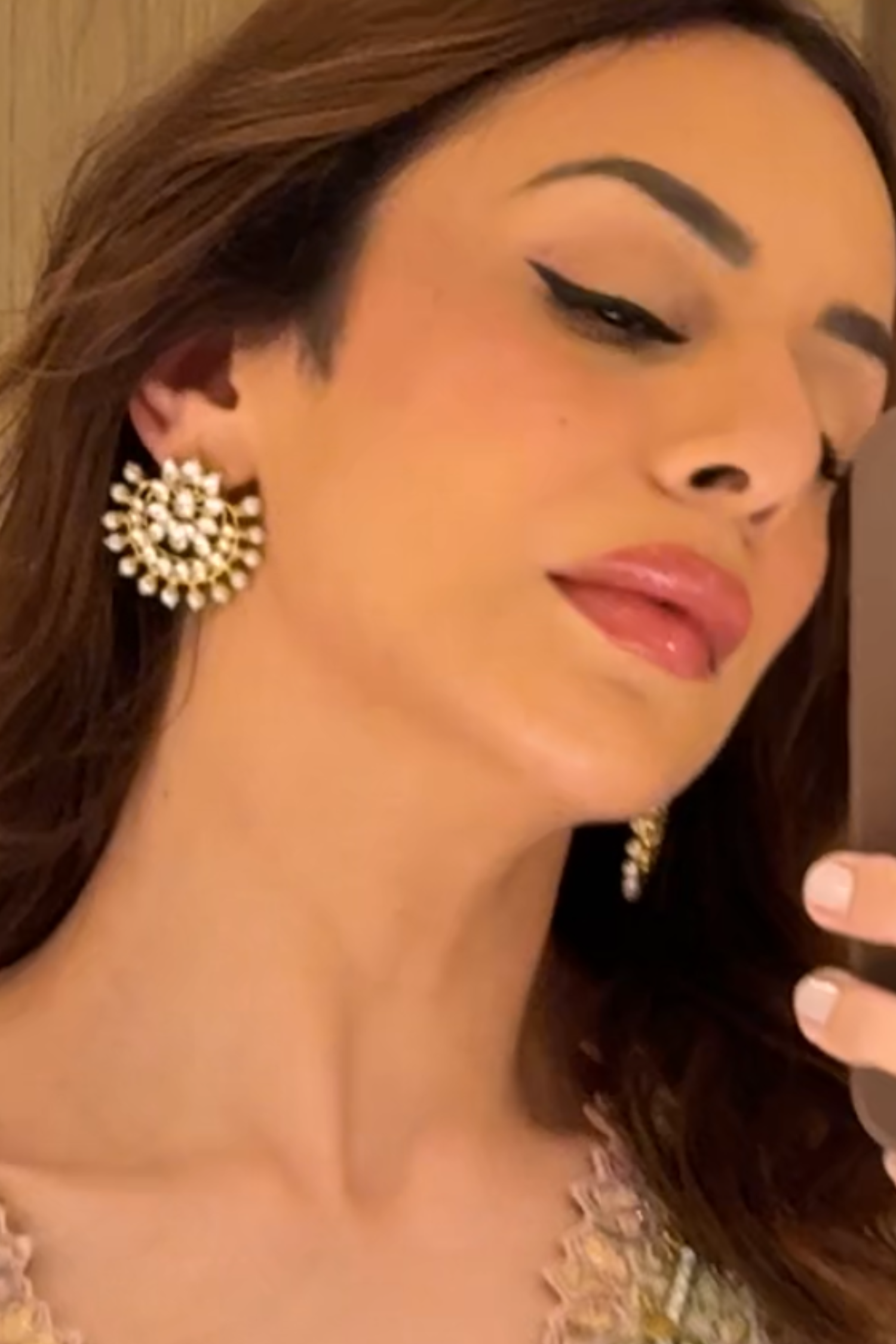 Sabah Pachi Kundan Earrings