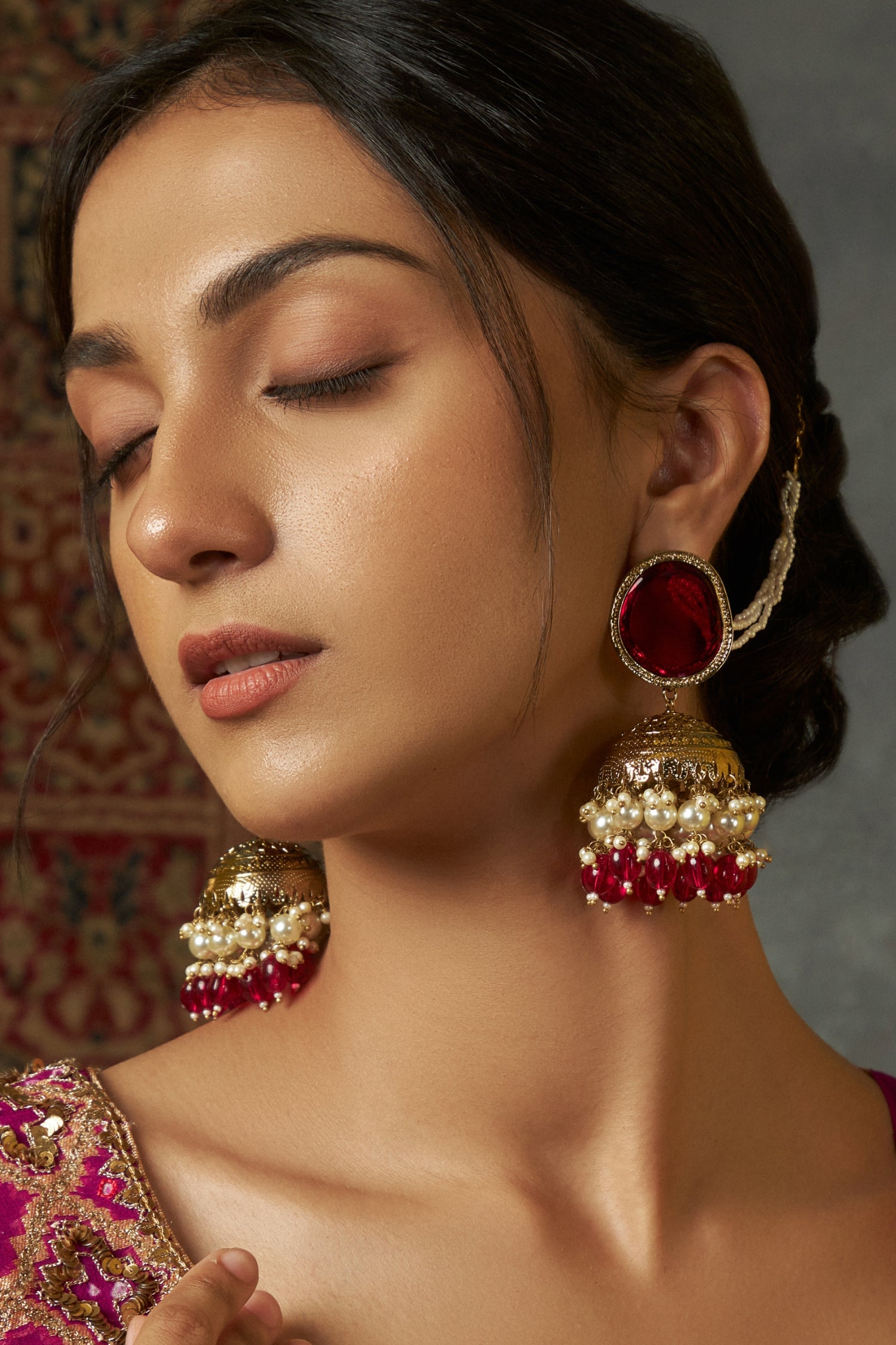 Zoya Fuschia Jhumkas