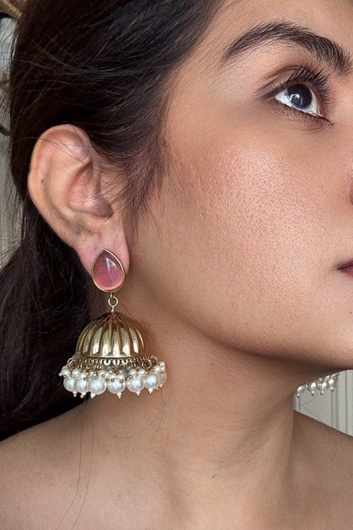 Vedgya Gold Jhumki Earrings