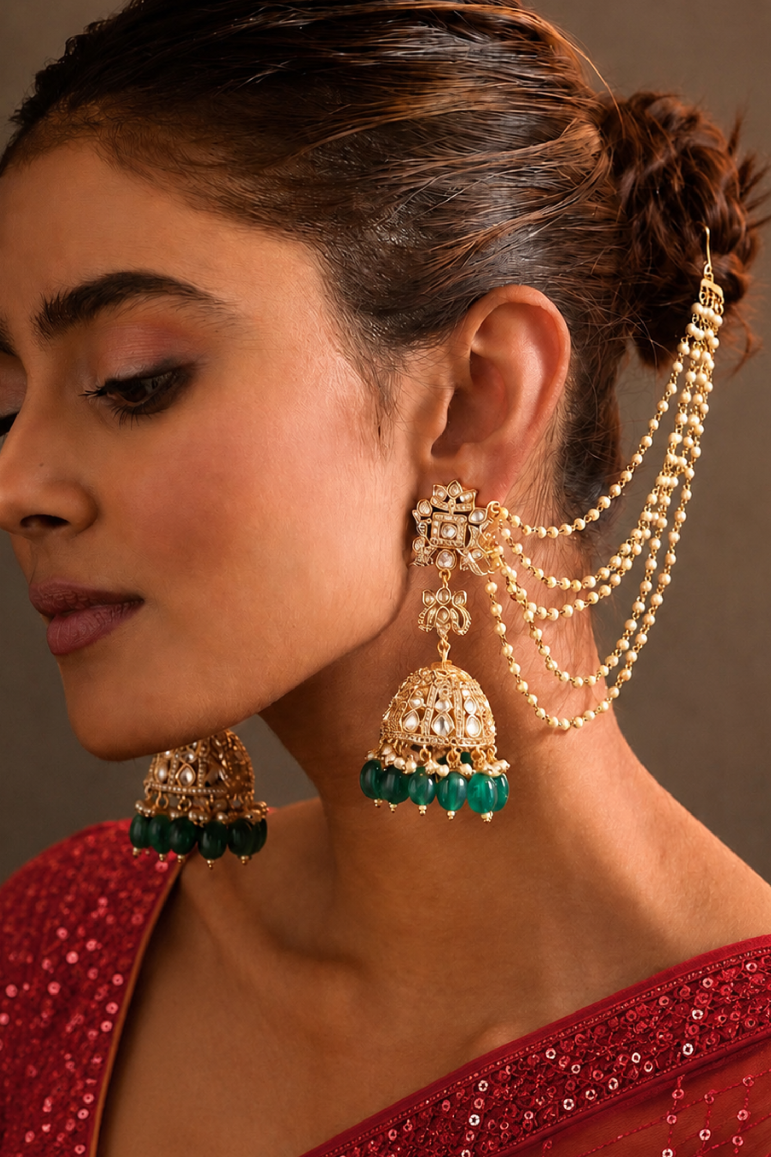 Rang Jhumkas with Earchains