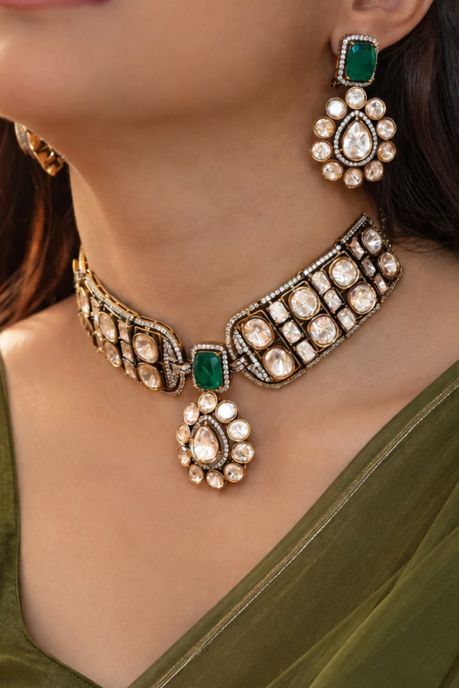 Trisha Victorian Polki Choker Set