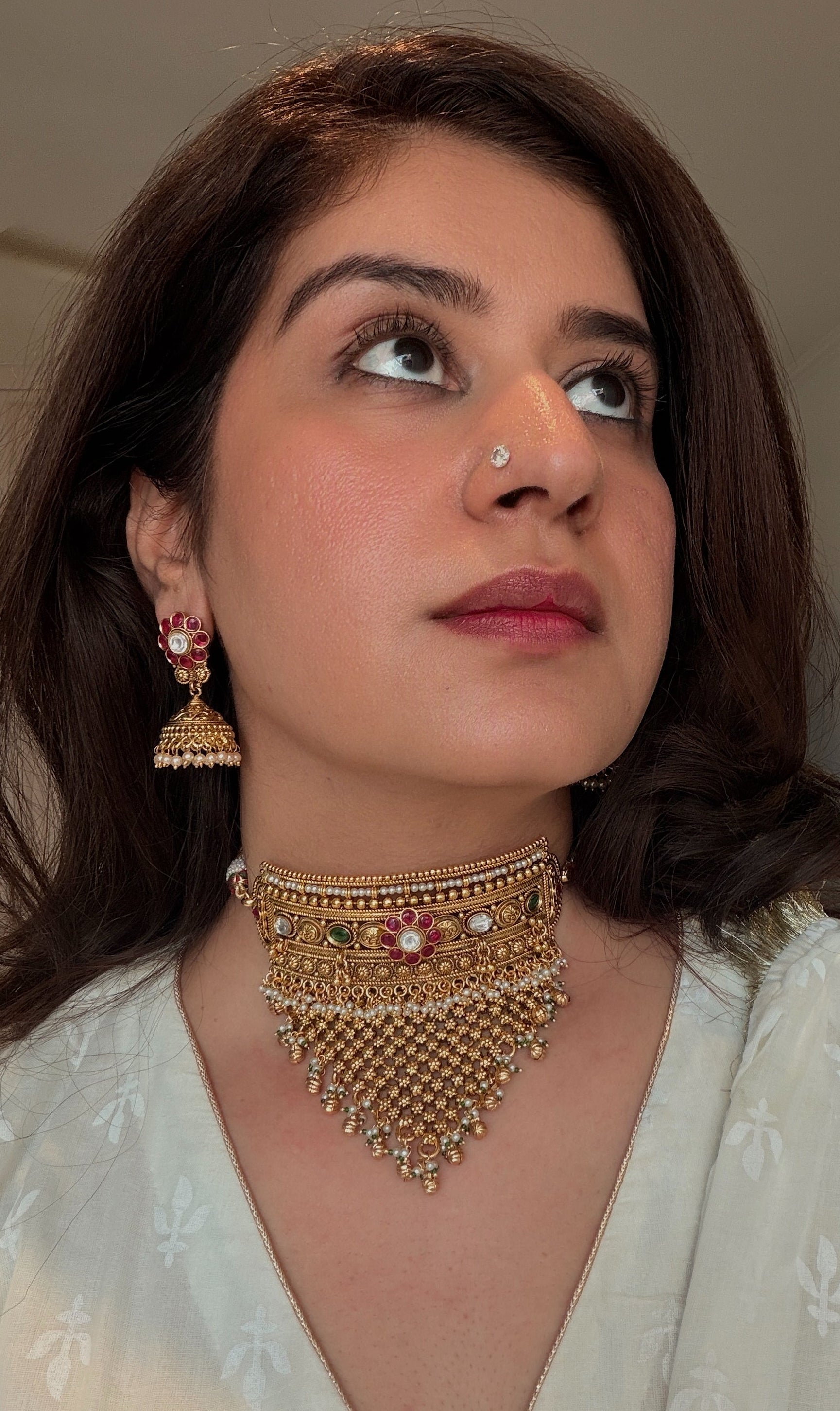 Nehe Gold Plated Temple Necklace Set