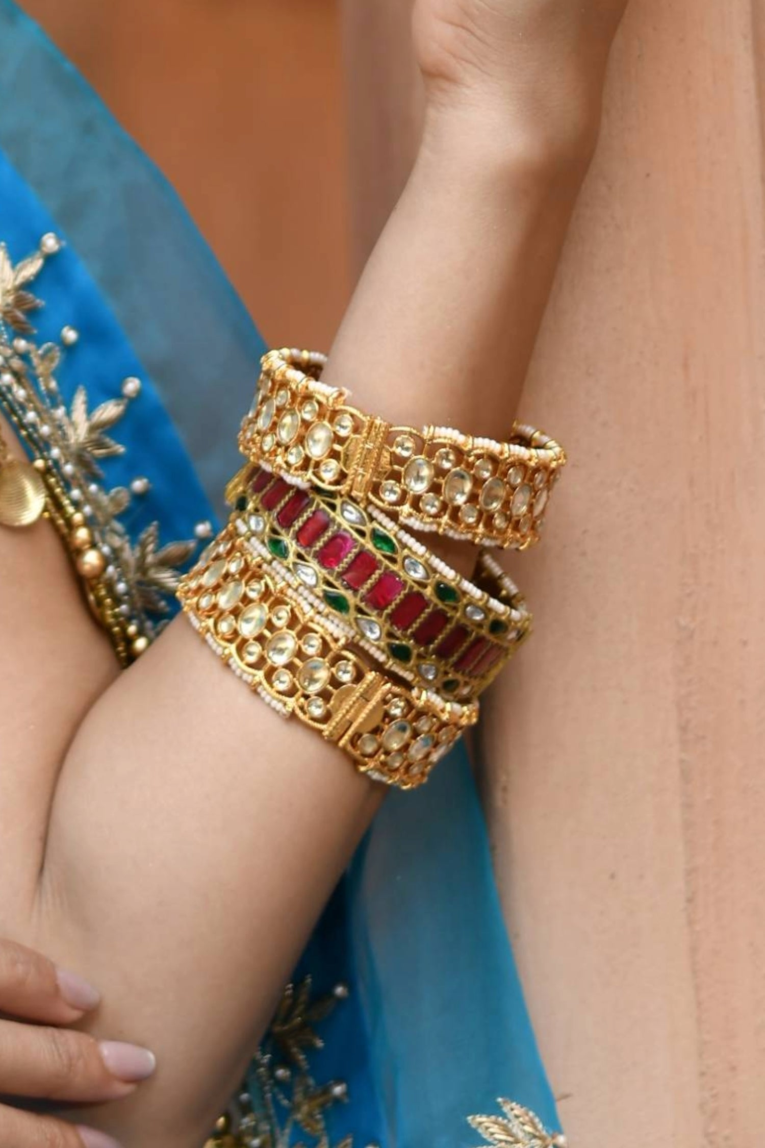 Pachi Kundan Bangles