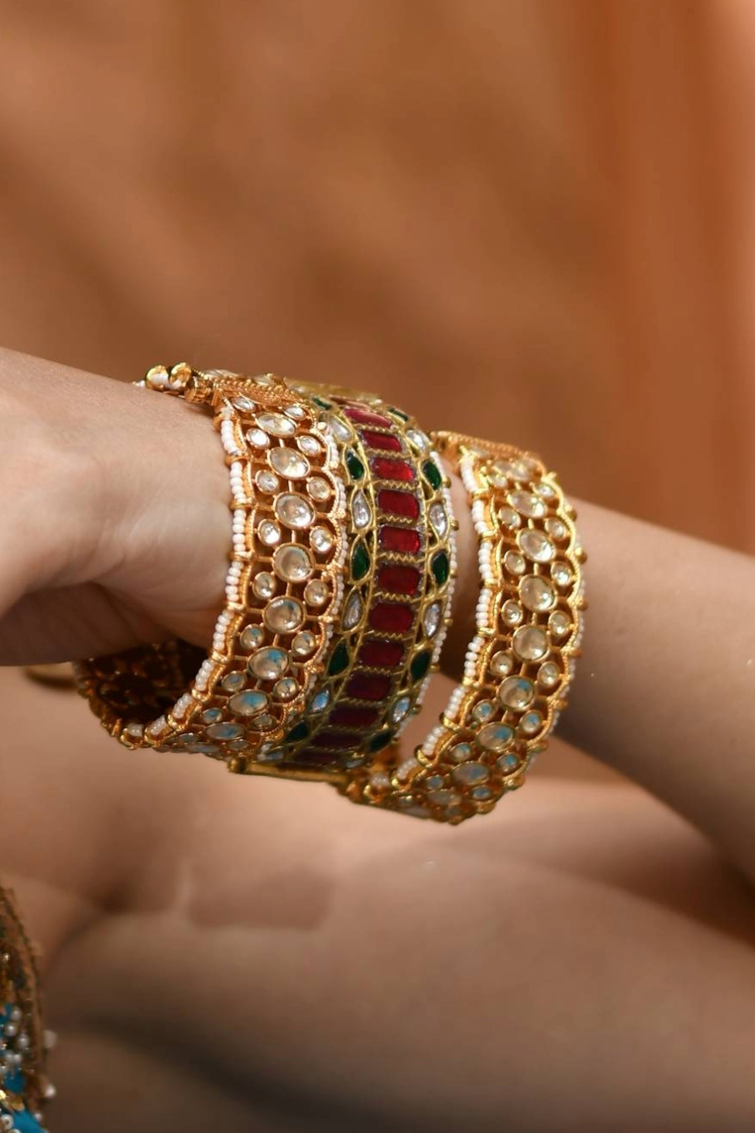 Pachi Kundan Bangles