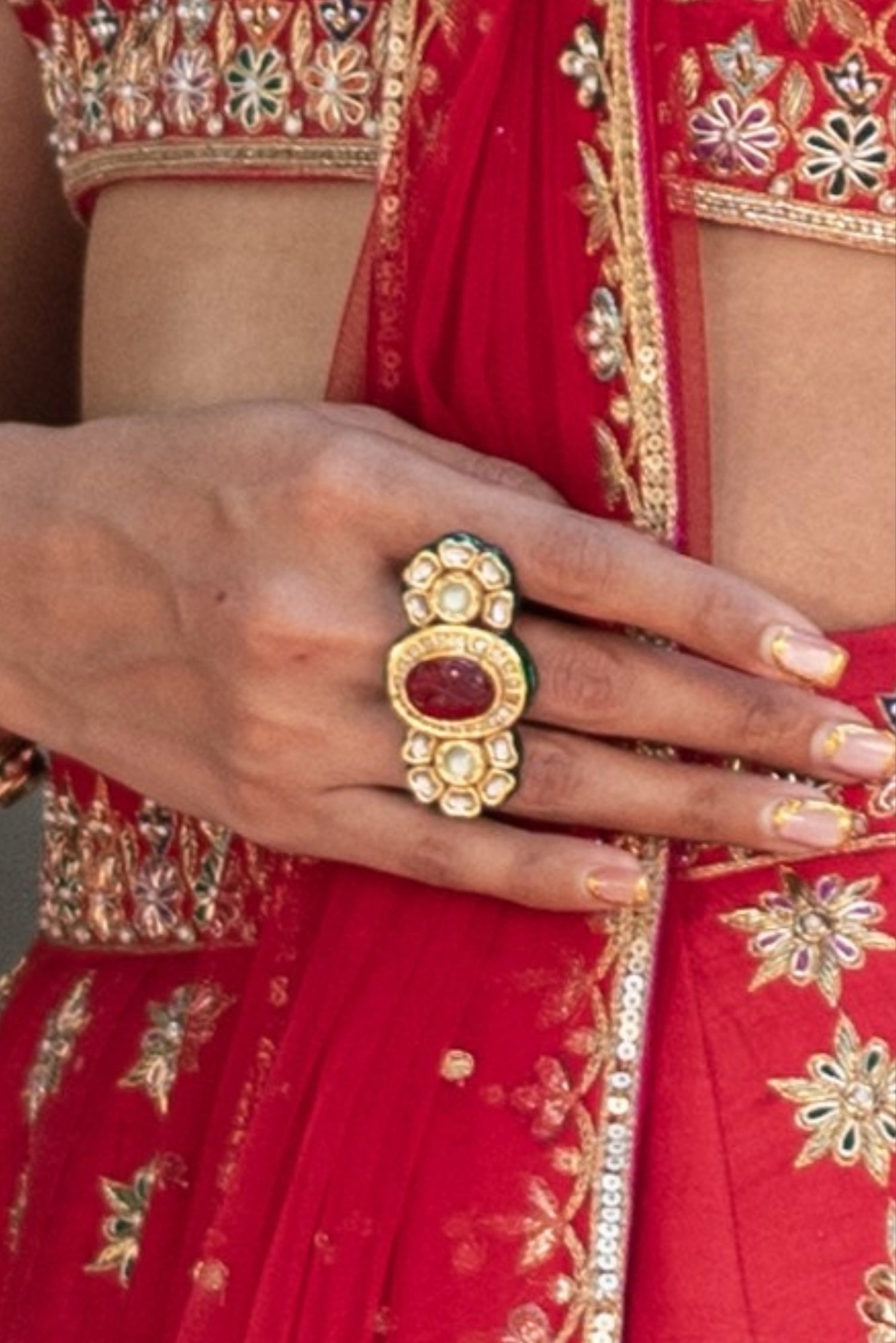 Adjustable Kundan Ring