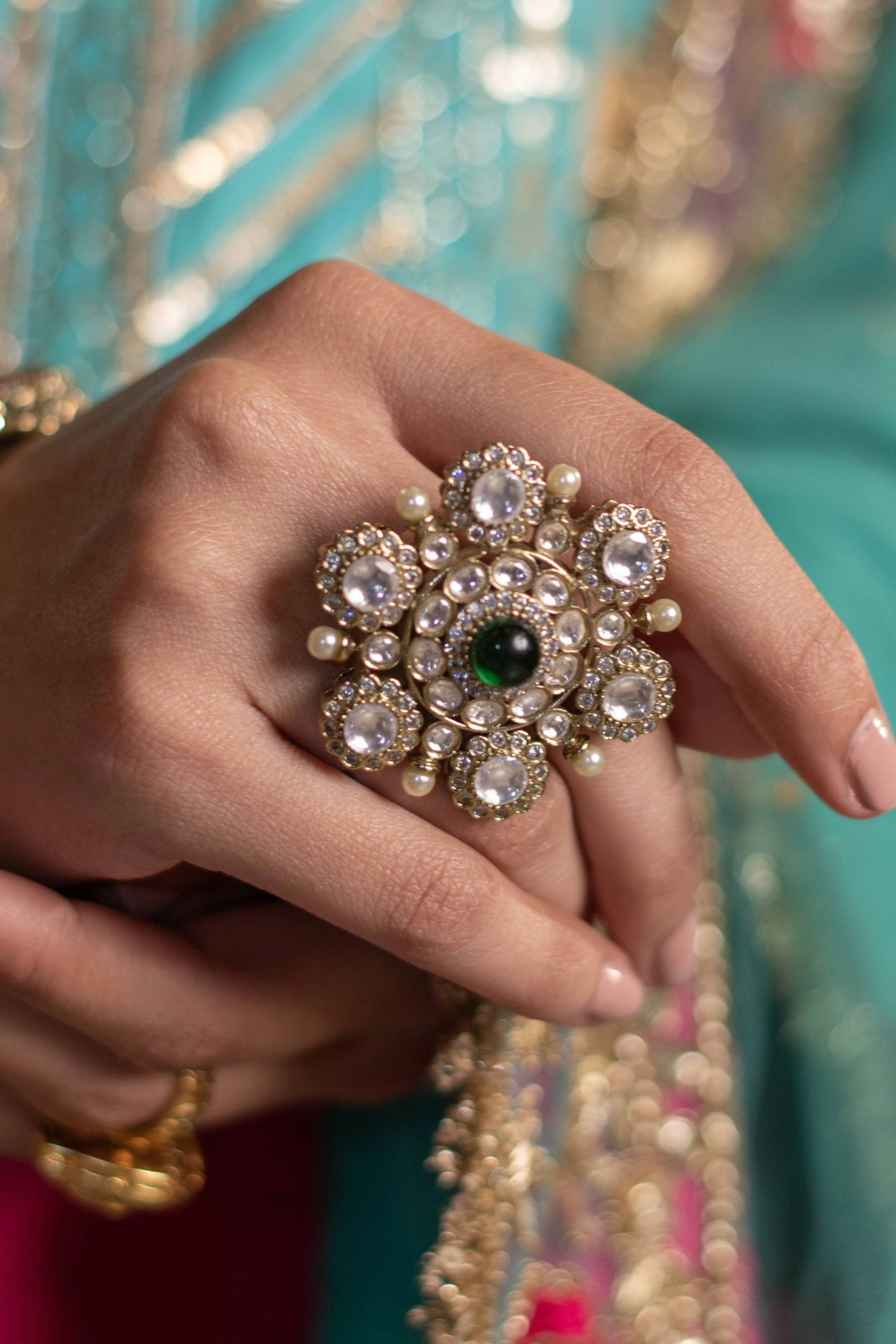 Adjustable Polki Ring
