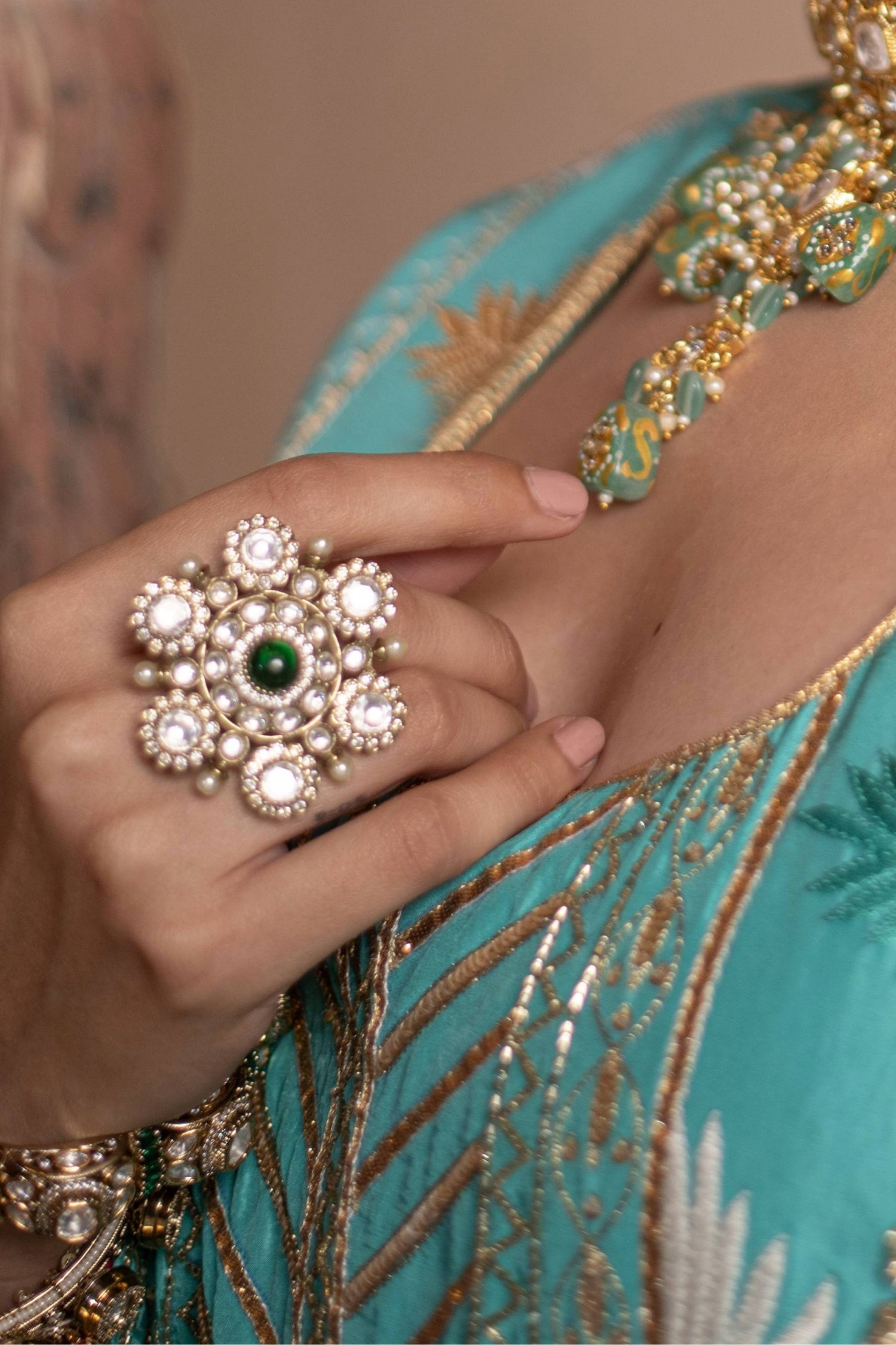 Adjustable Polki Ring