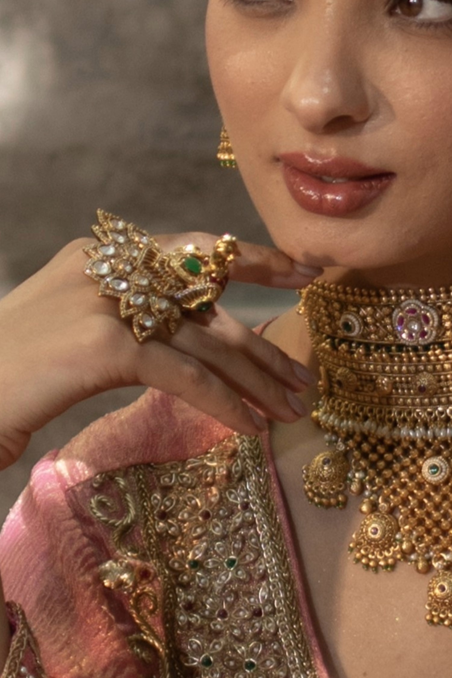 Gold Plated Polki Kundan Ring