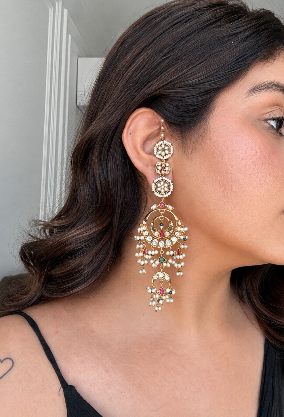 Hayat Gold Plated Polki Earrings