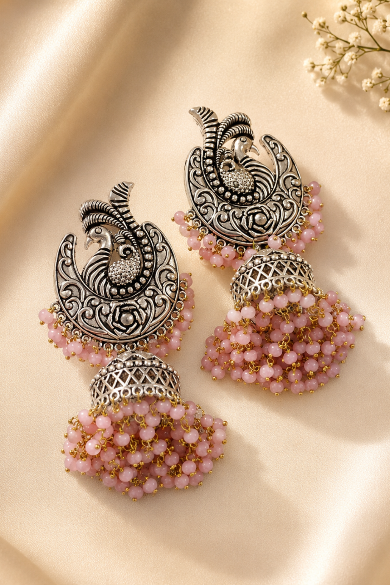 Gold Plated Kundan Meena Earrings