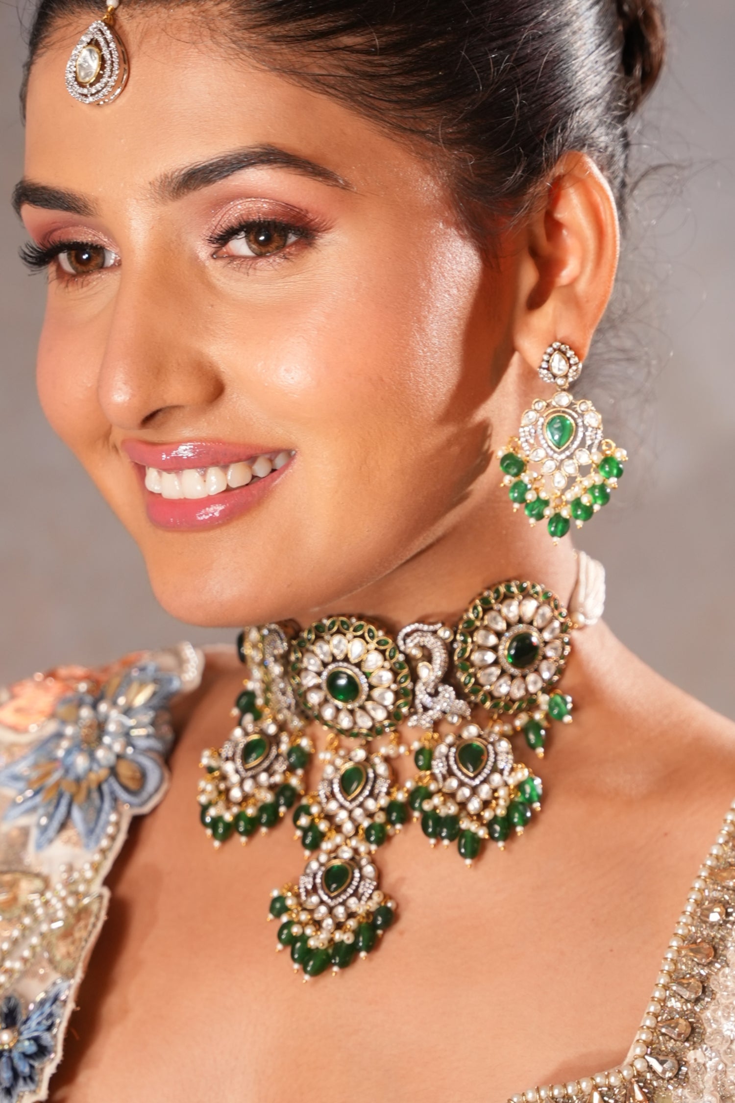 Shiveen Emerald Polki Choker Set