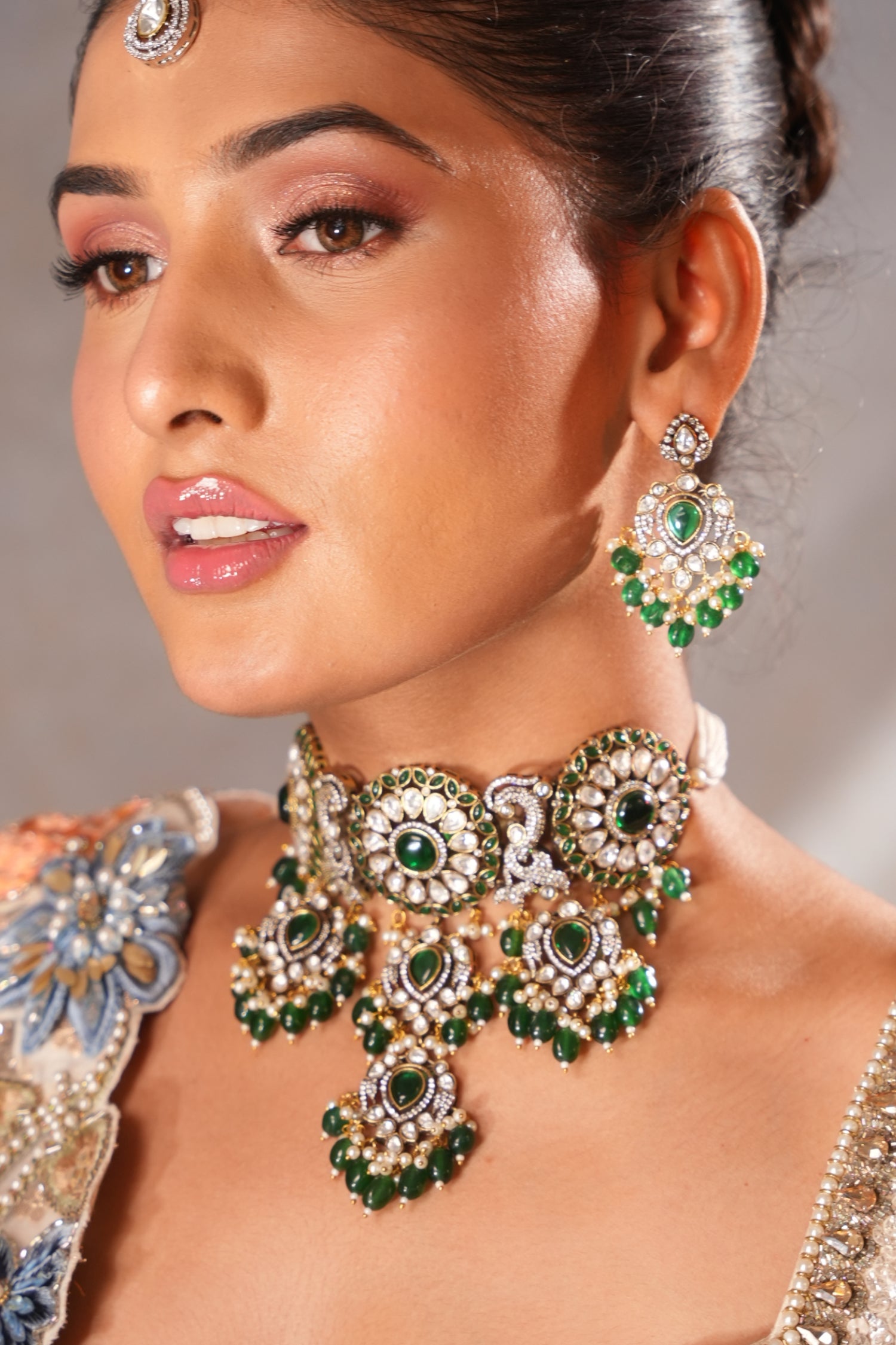 Shiveen Emerald Polki Choker Set