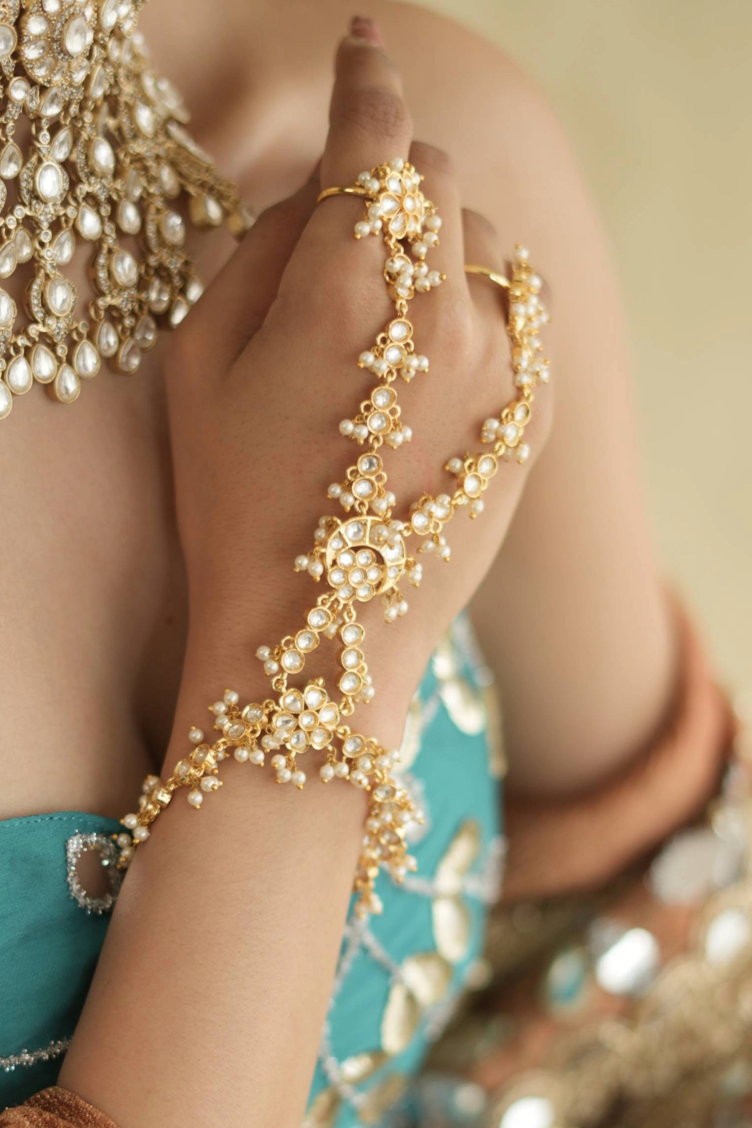Polki Kundan Haath Phool