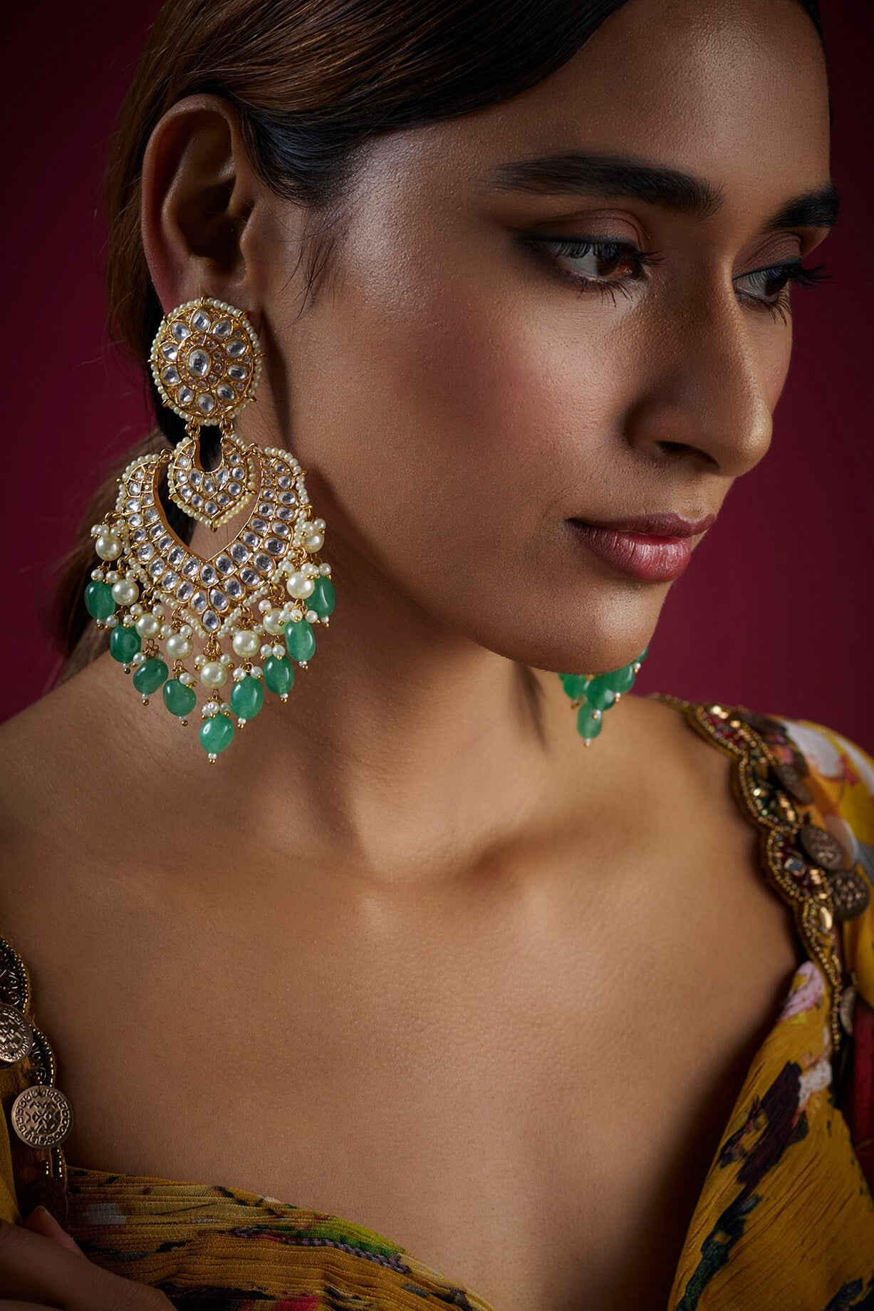 Riaat Gold Chandbali Earrings