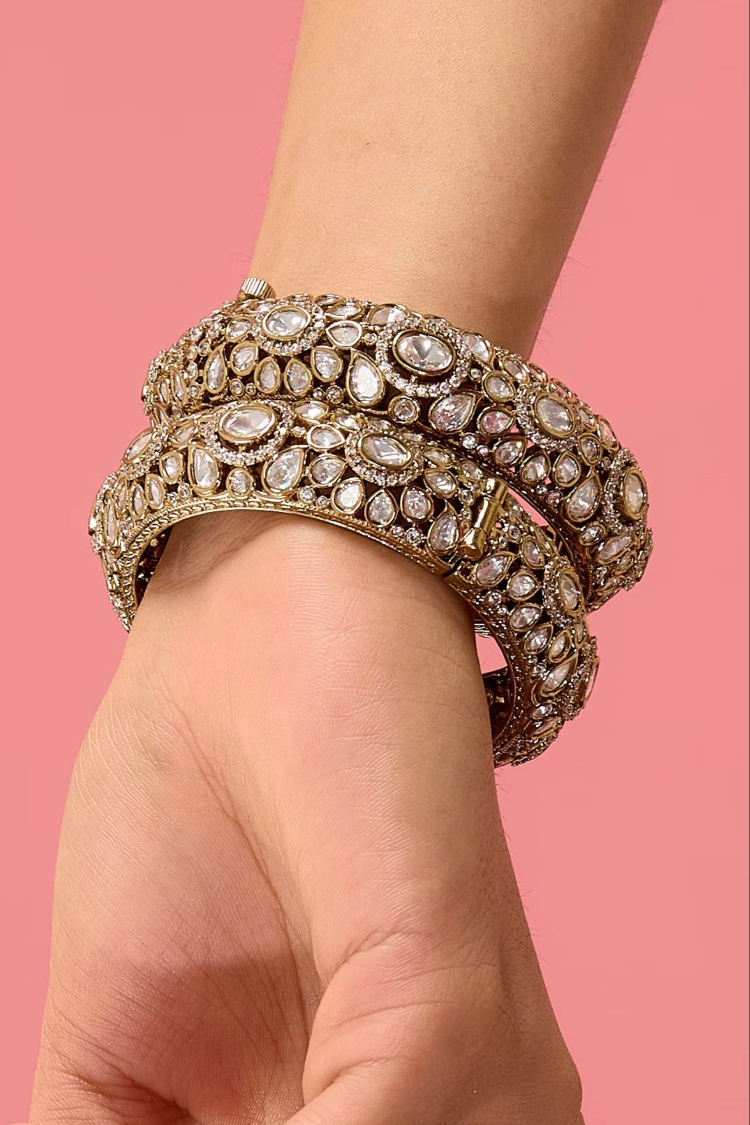 Gold Plated Polki Bangles