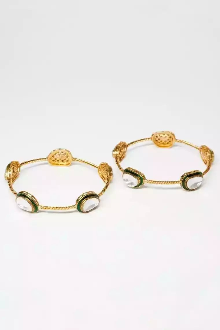Polki Emerald Bangles