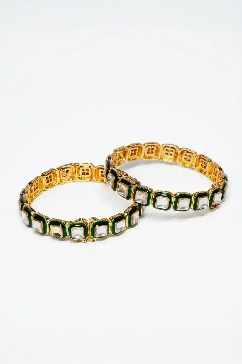Polki Emerald Bangles