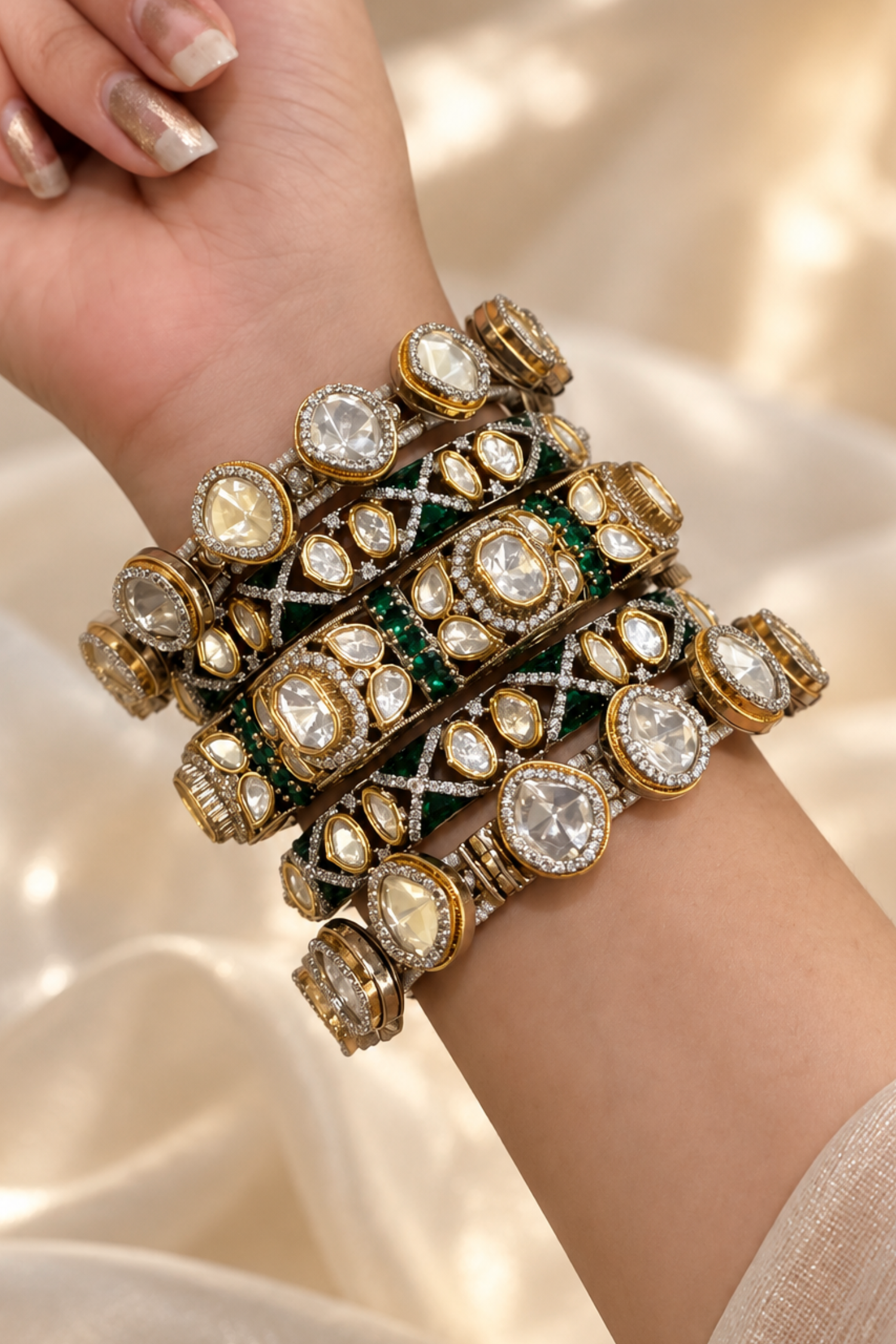 Gold Plated Polki Bangles