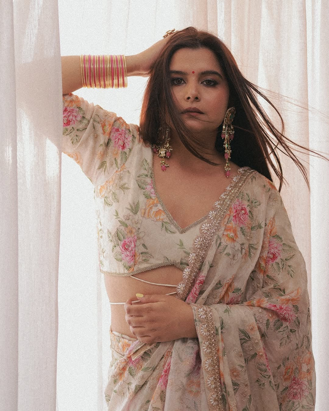 Mehnaaz Long Kundan Earrings
