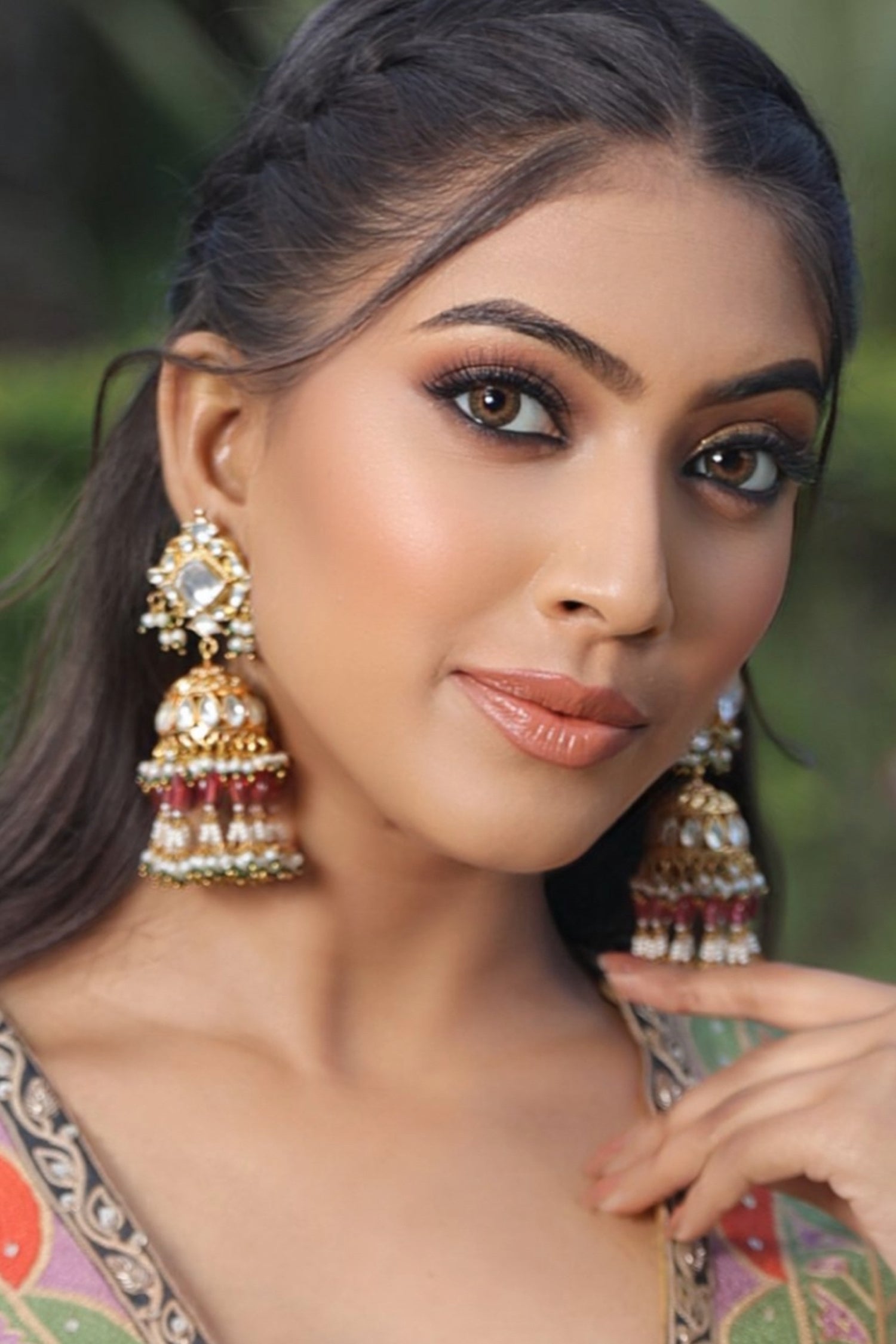 Nabia Pachi Kundan Jhumki Earrings
