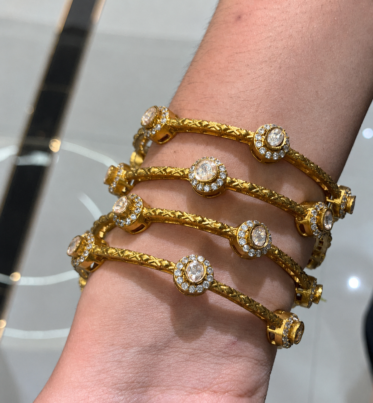 Gold Plated Polki Bangles