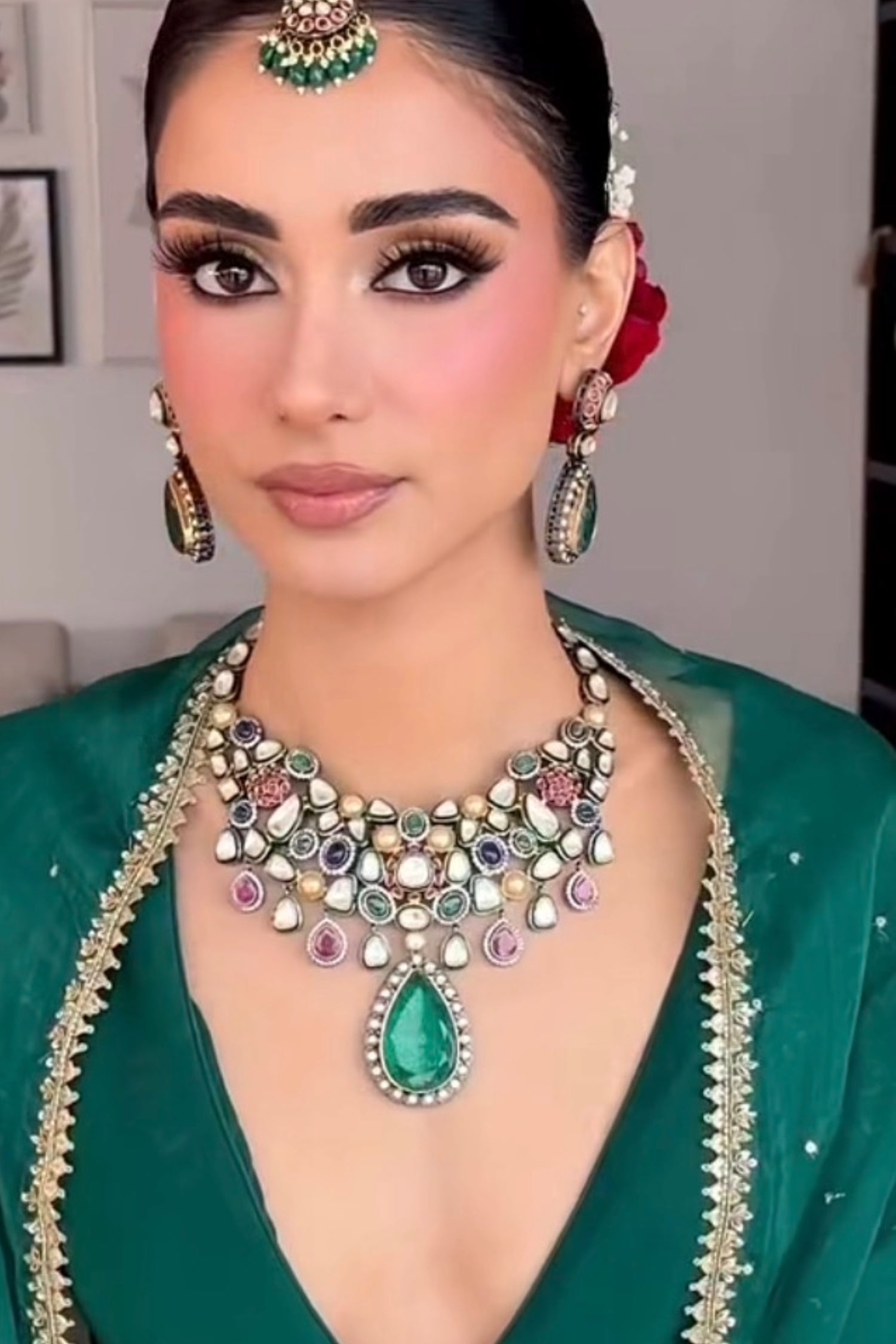 Emerald Polki Kundan Set