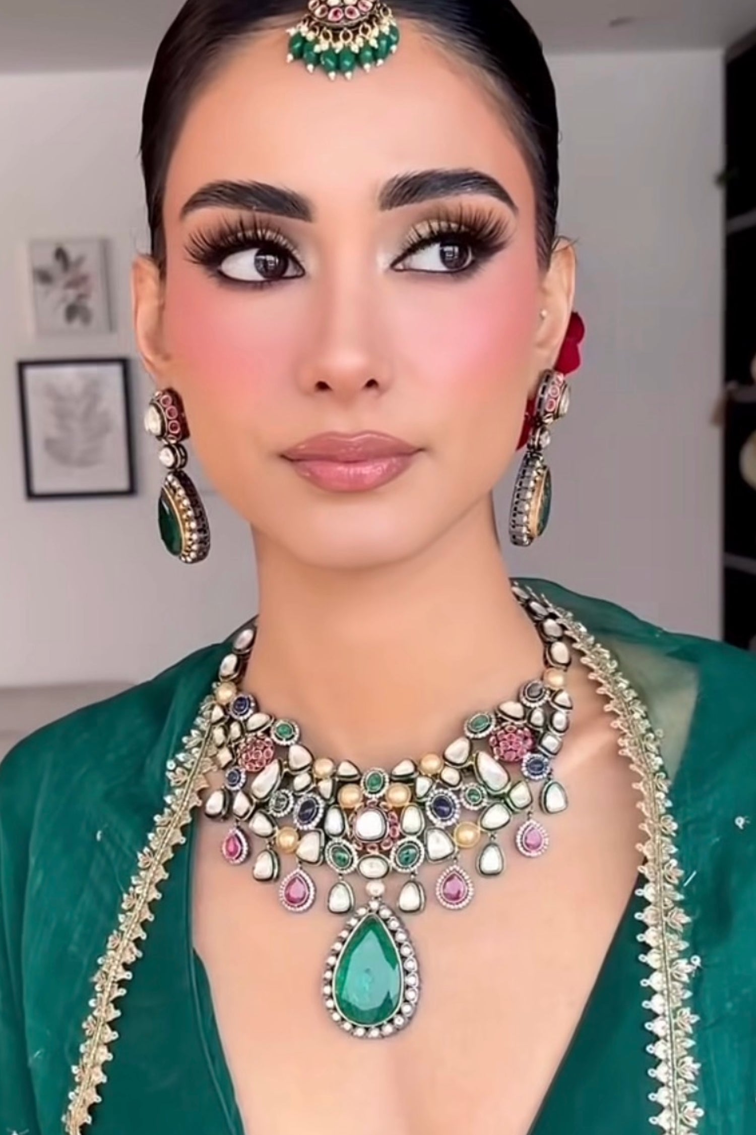 Emerald Polki Kundan Set