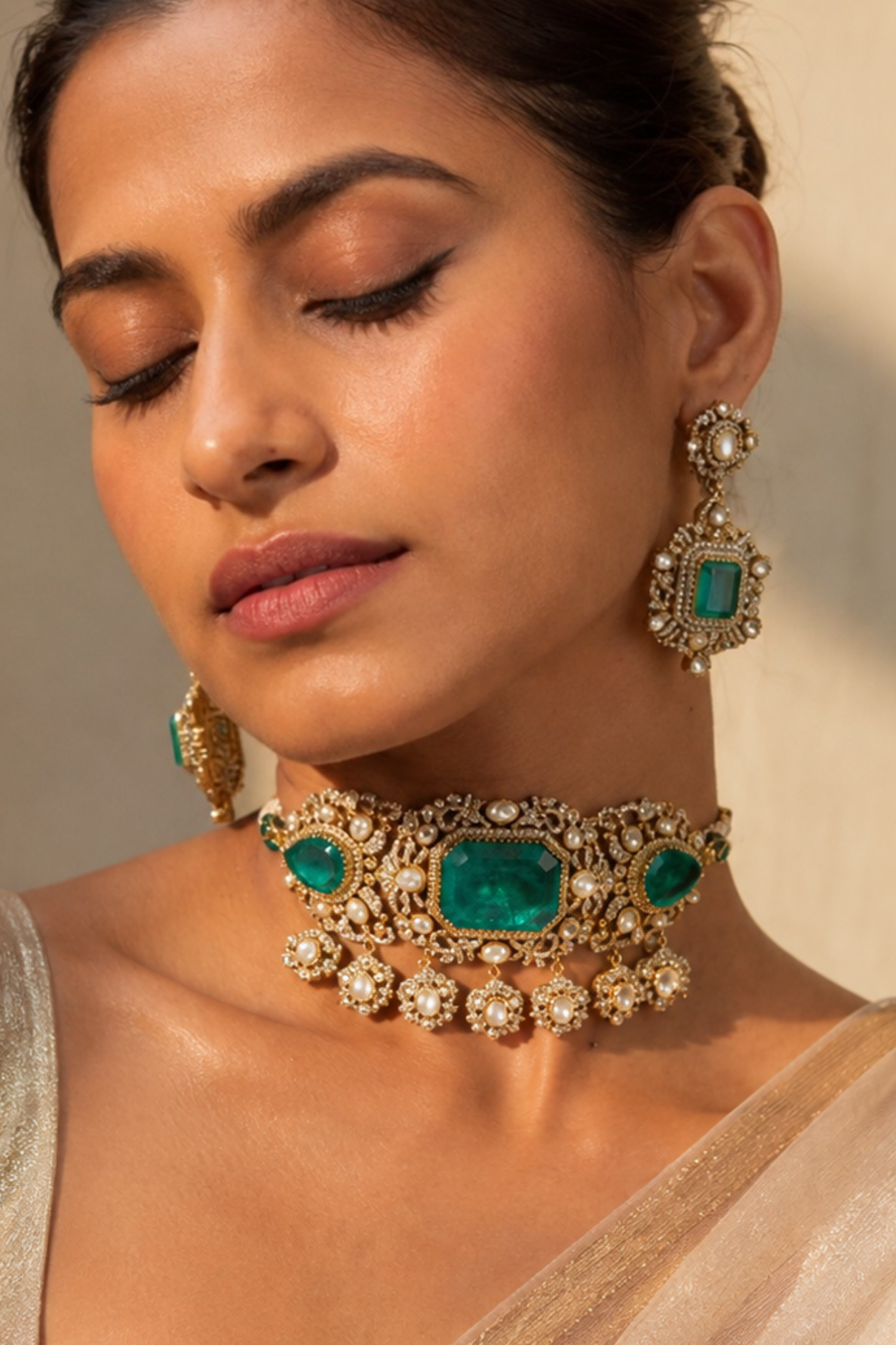 Vanmayi Emerald Polki Set