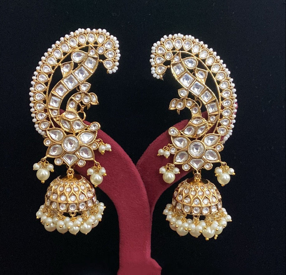Mayura Polki Ear Cuff Jhumkis