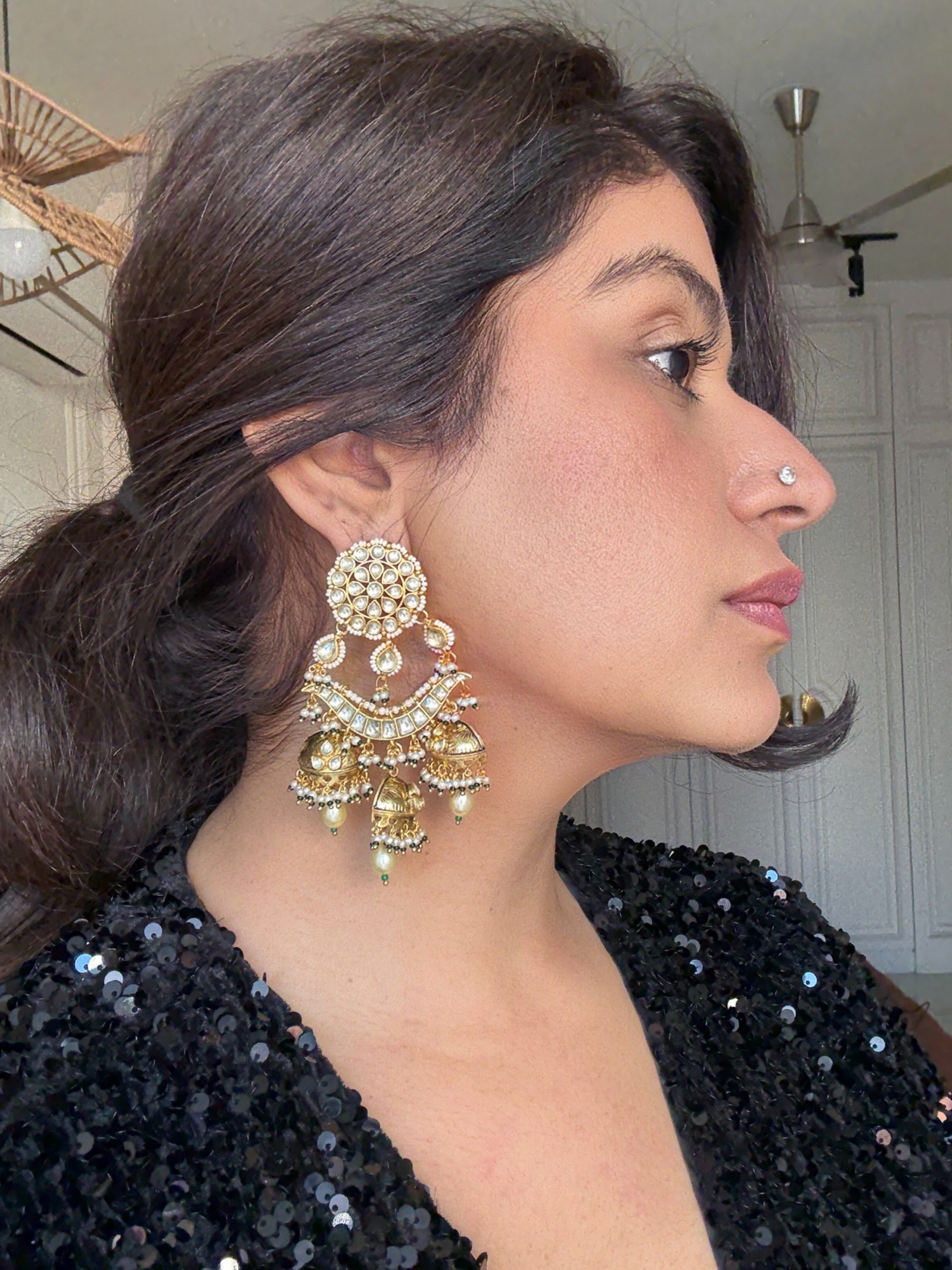 Aneesa Pachi Kundan Earrings