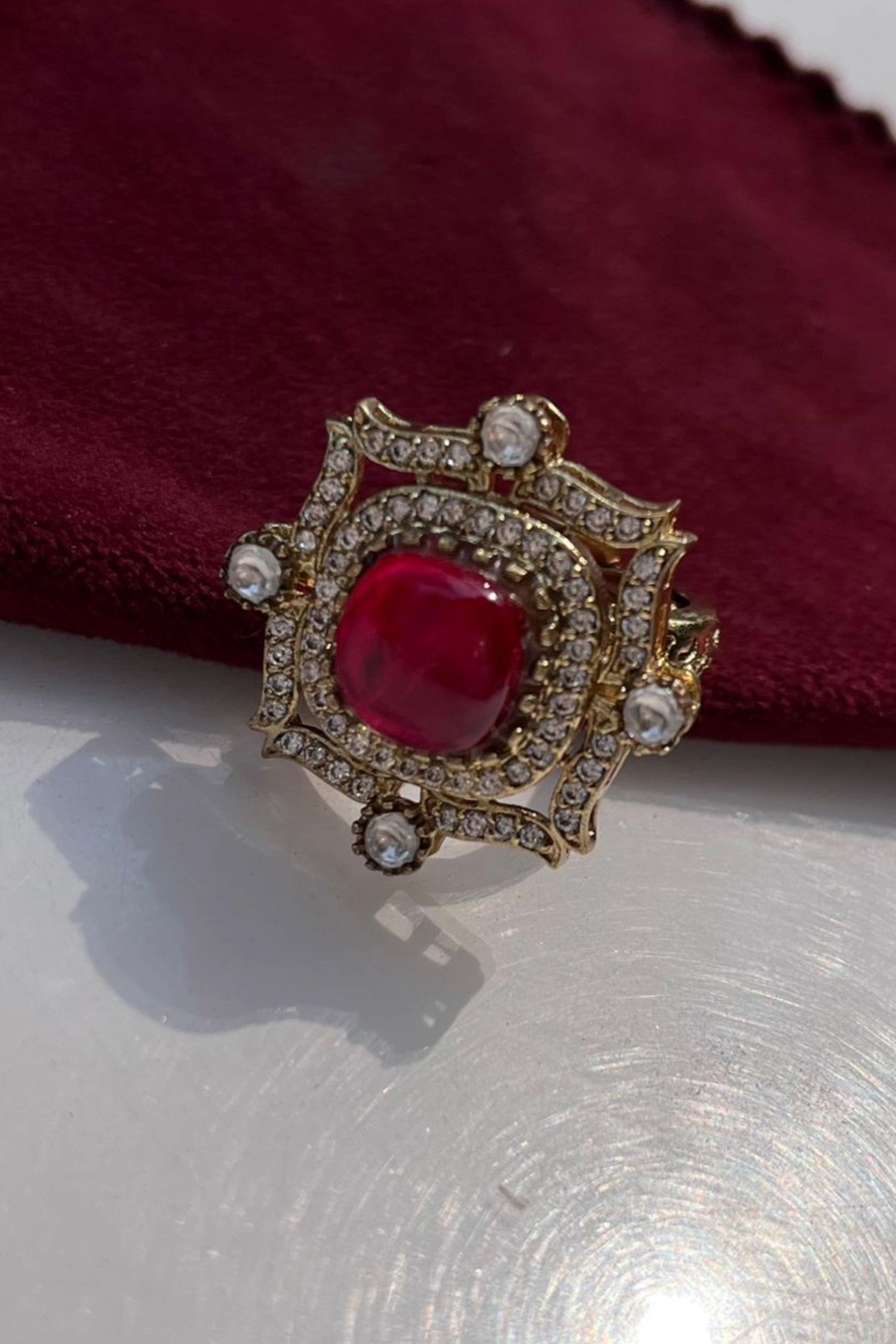 Victorian Polki Adjustable Ring