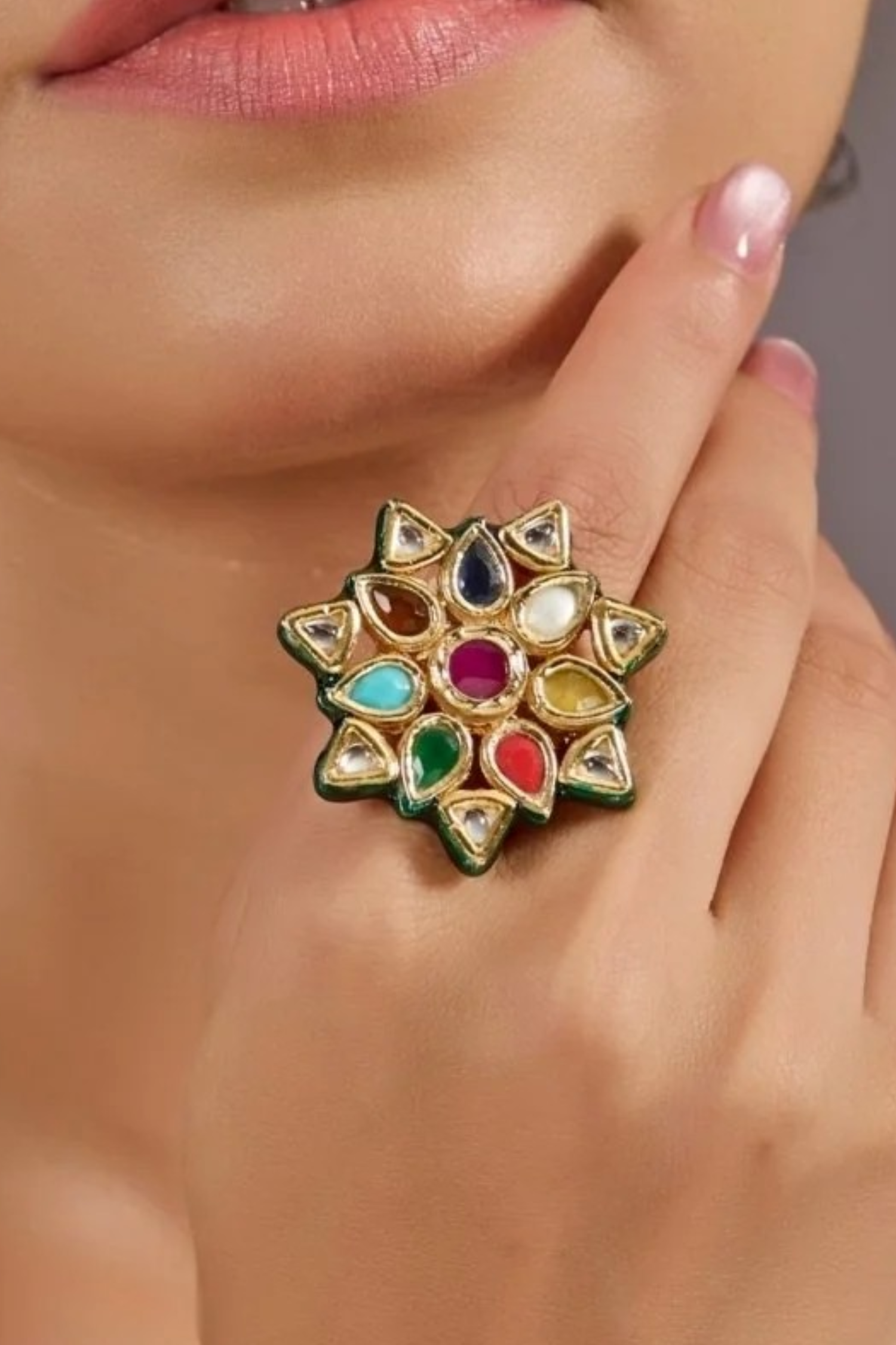 Kundan Meena Ring