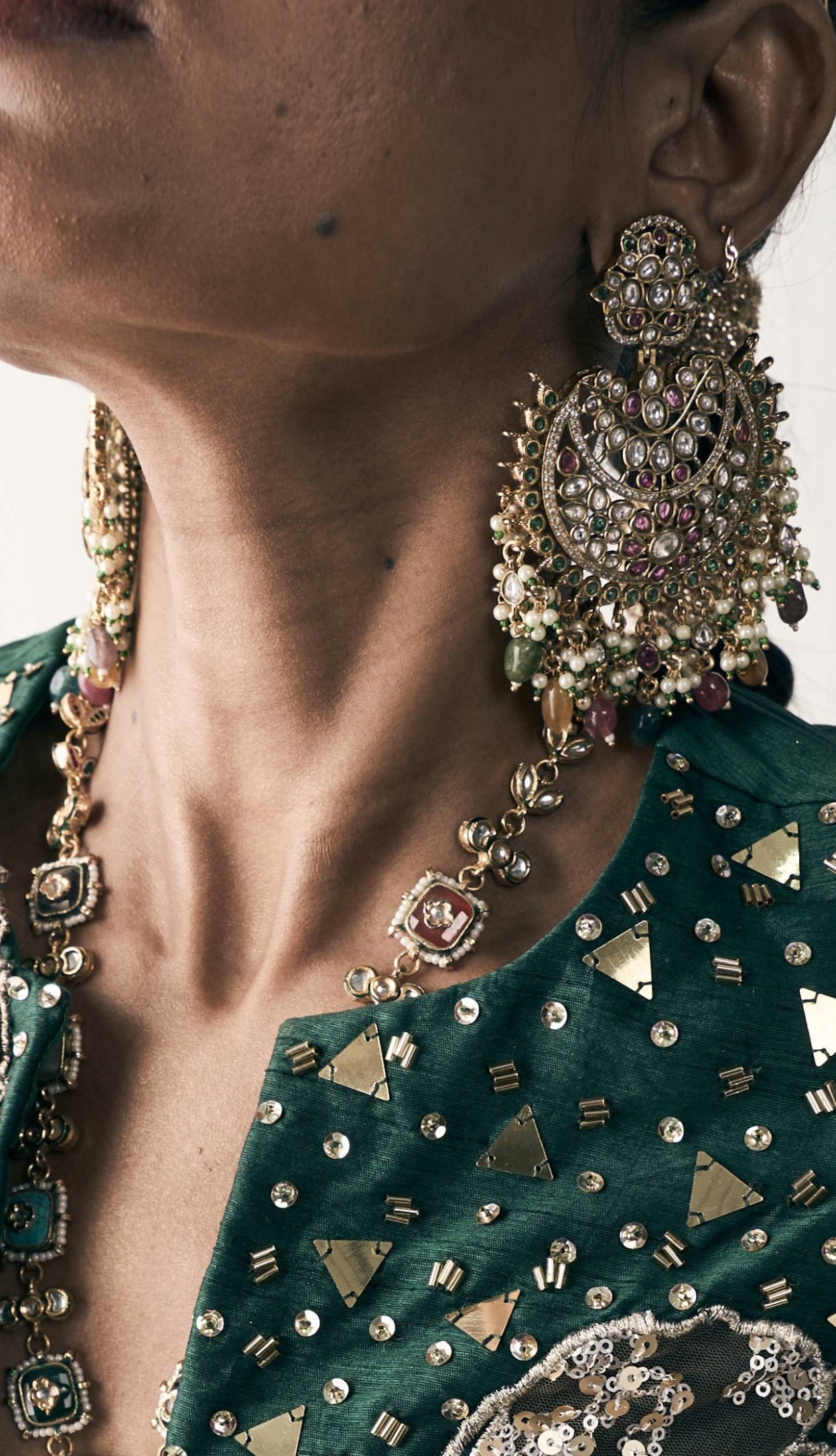 Neeva Polki Chandbali Earrings
