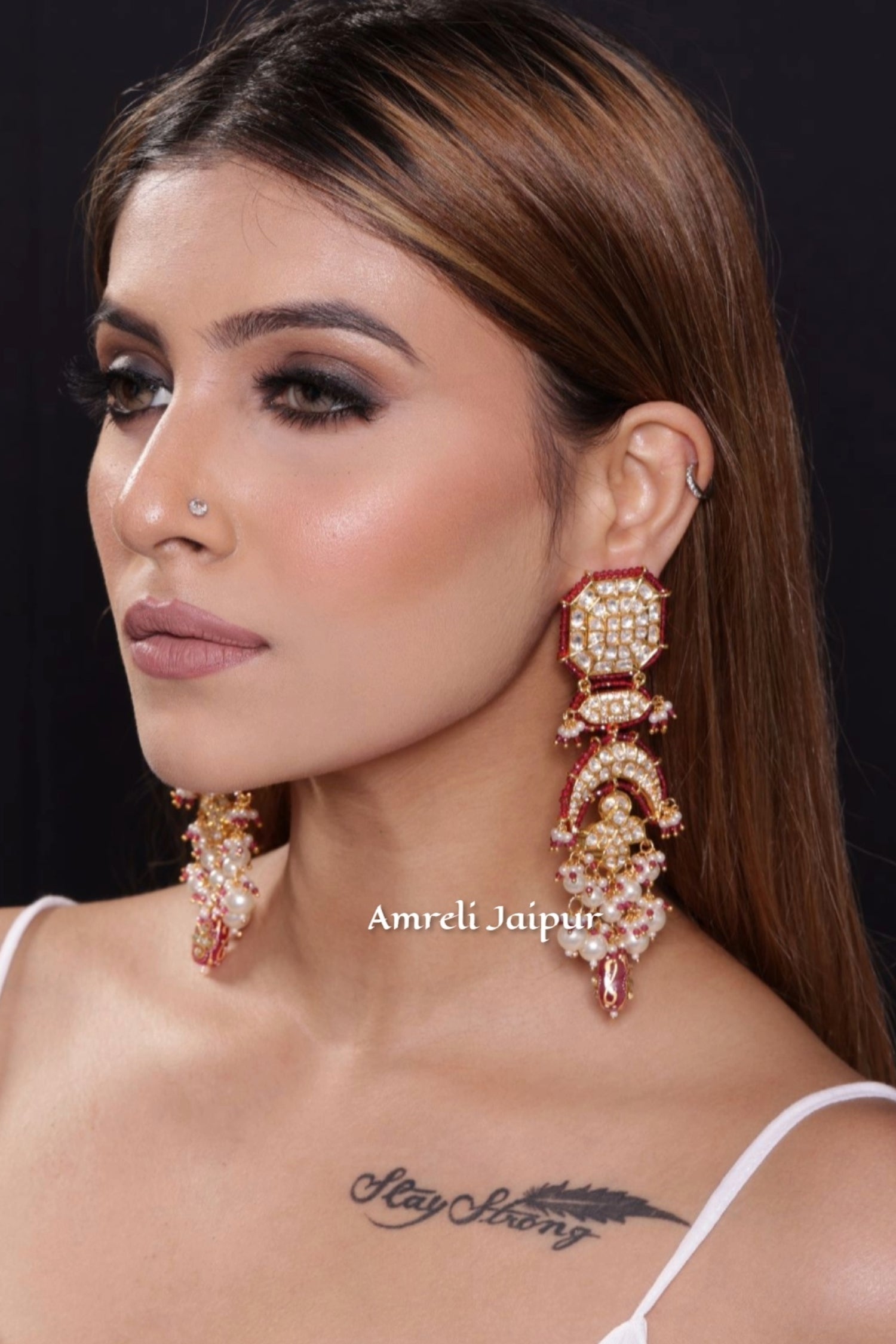 Anantam Pachi Kundan Earrings