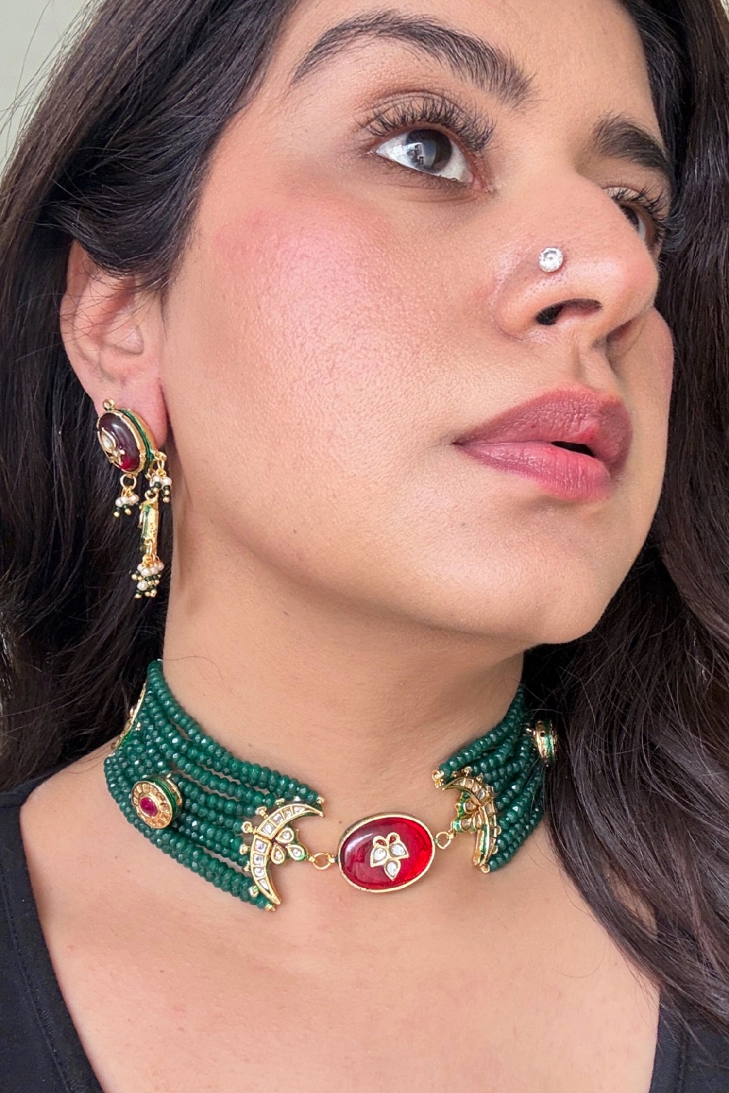 Kundan Carving Stone Choker Set