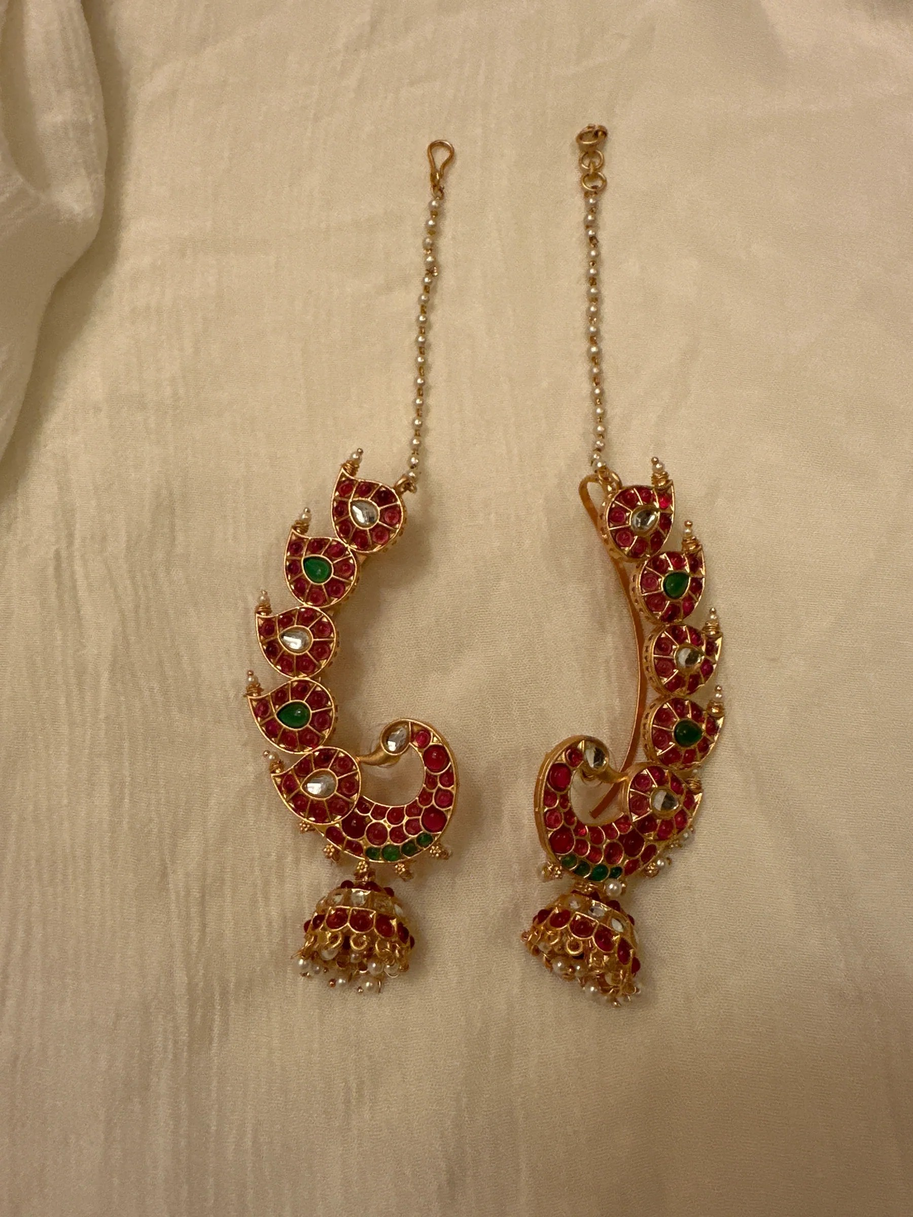 Reevya Gold Plated Earcuff Jhumkas