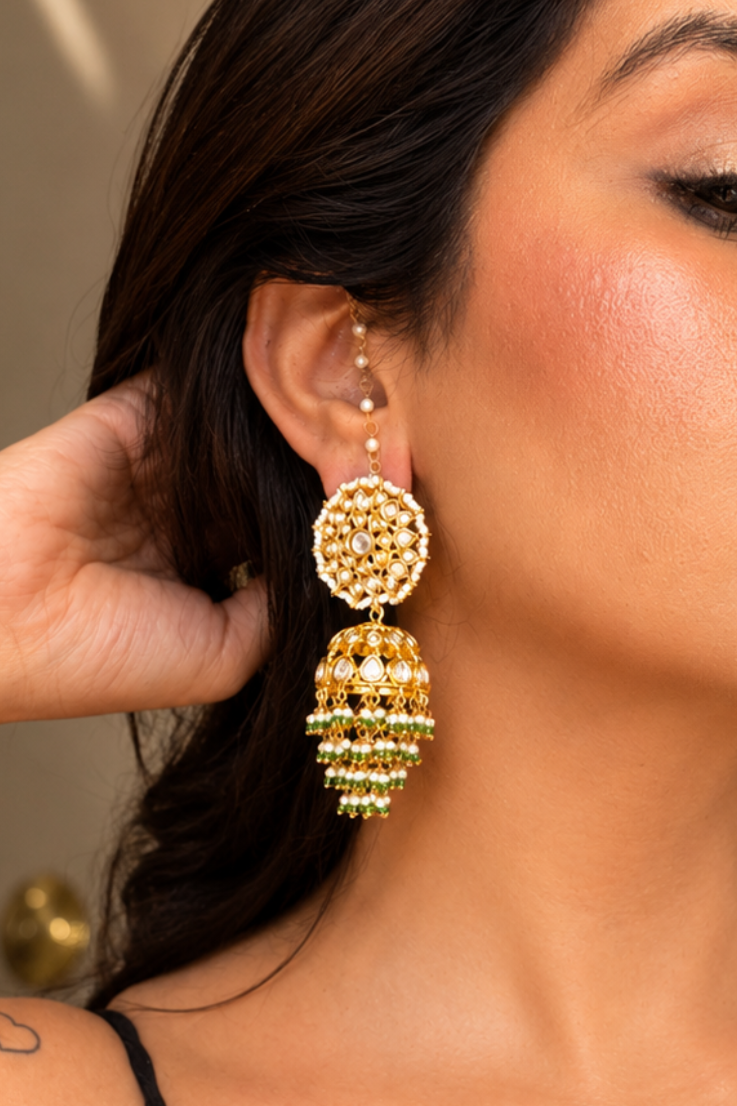 Ivanka Gold Plated Polki Earrings
