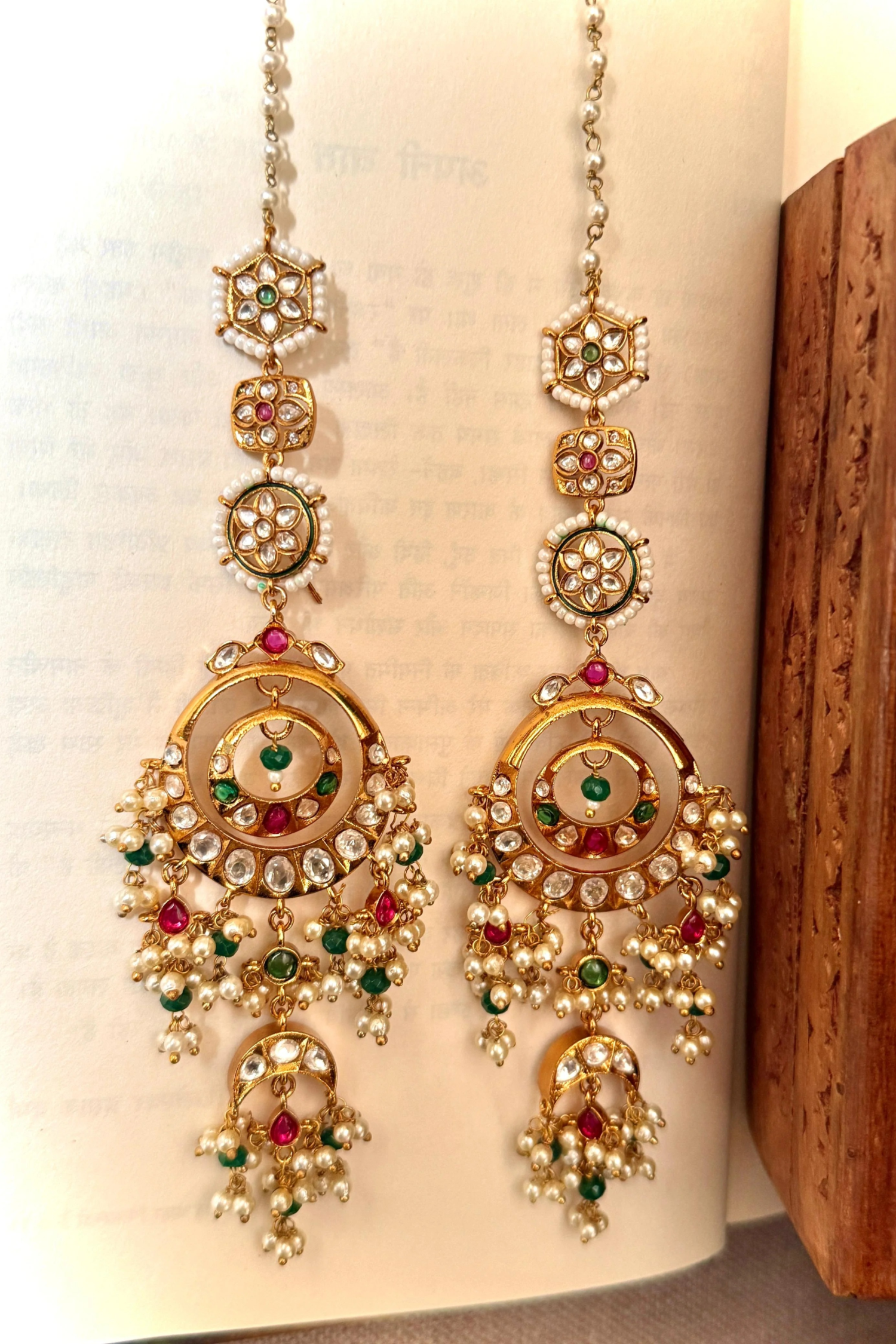 Hayat Gold Plated Polki Earrings