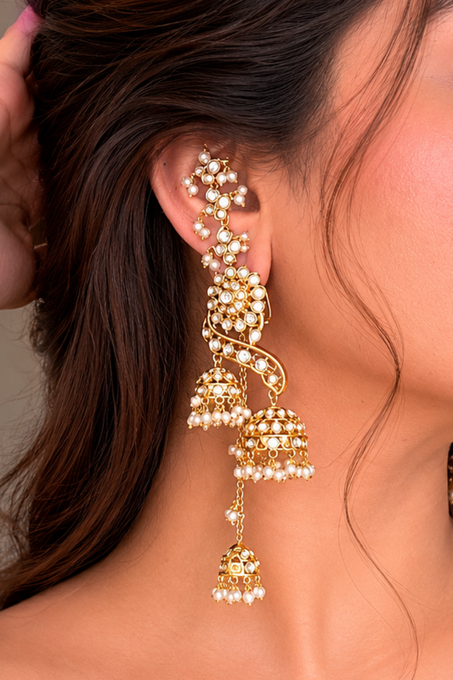 Sureen Gold Plated Polki Earrings