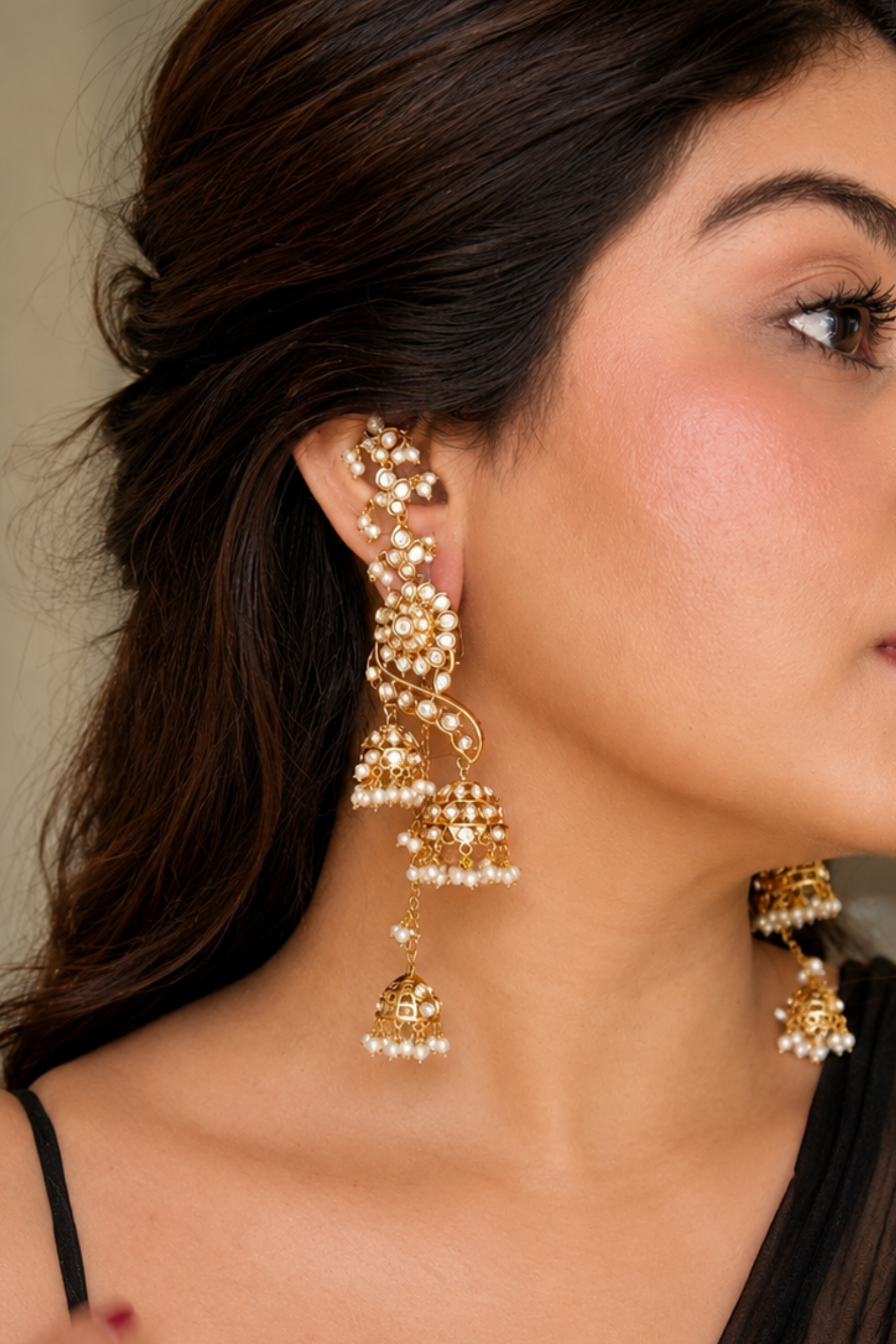 Sureen Gold Plated Polki Earrings