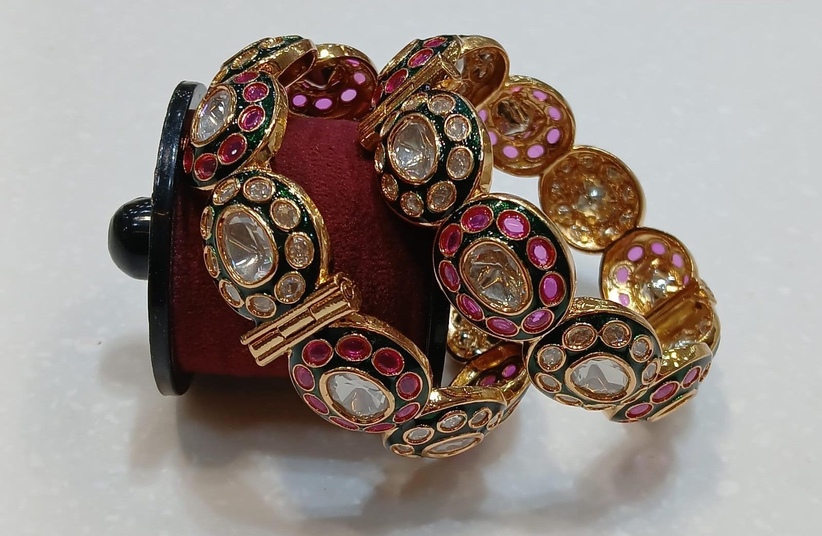Ruby Emerald Polki Bangles