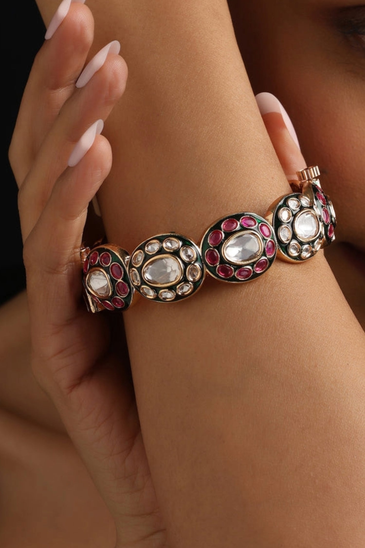 Ruby Emerald Polki Bangles