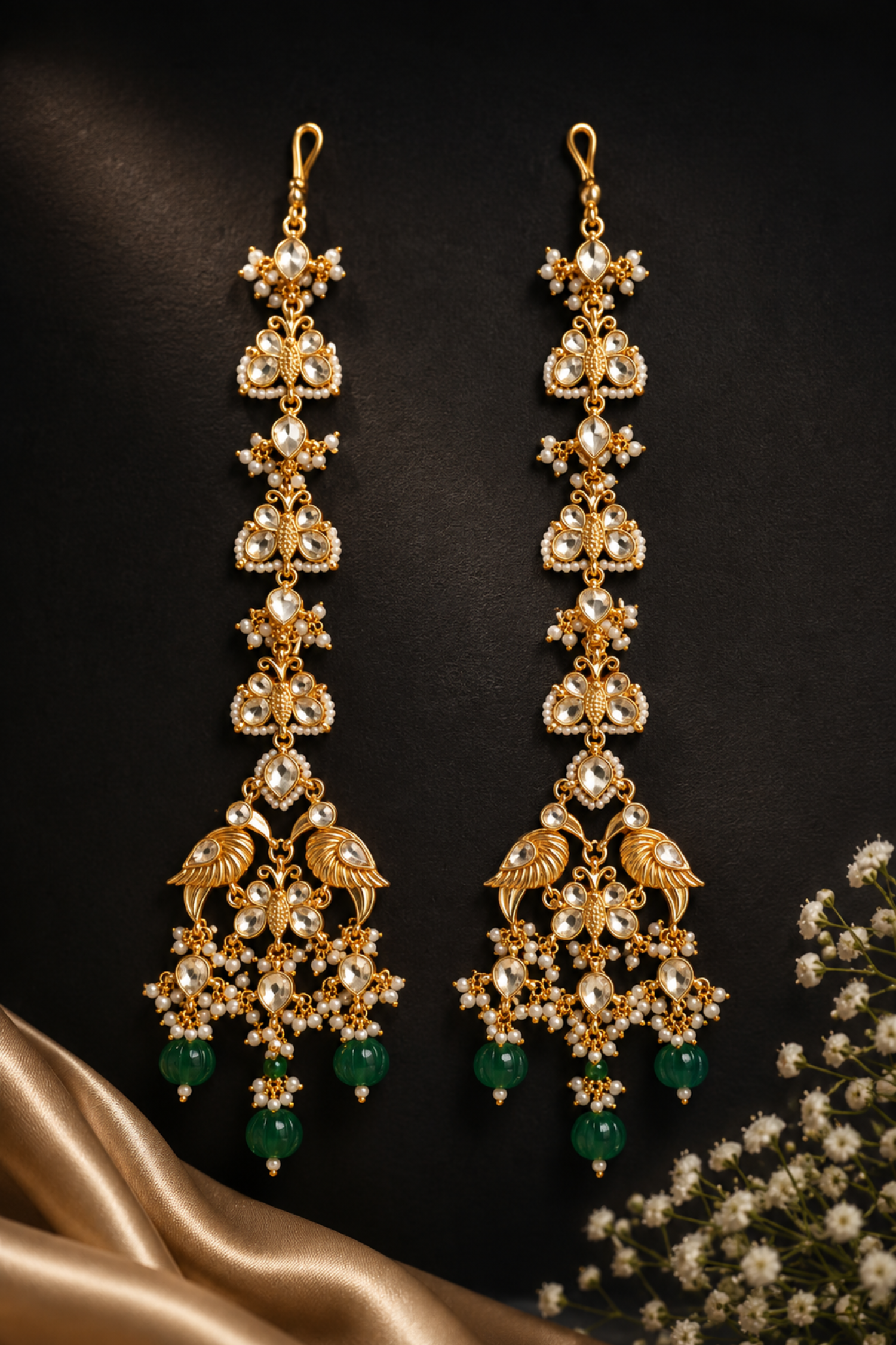 Naadira Pachi Kundan Earrings
