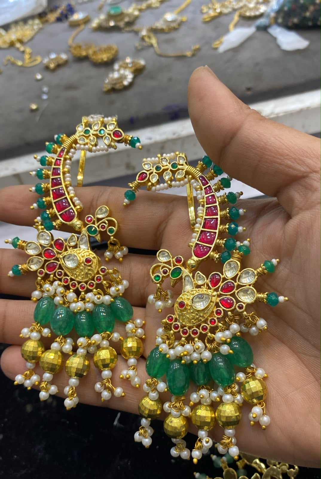 Naiki Pachi Kundan Earrings